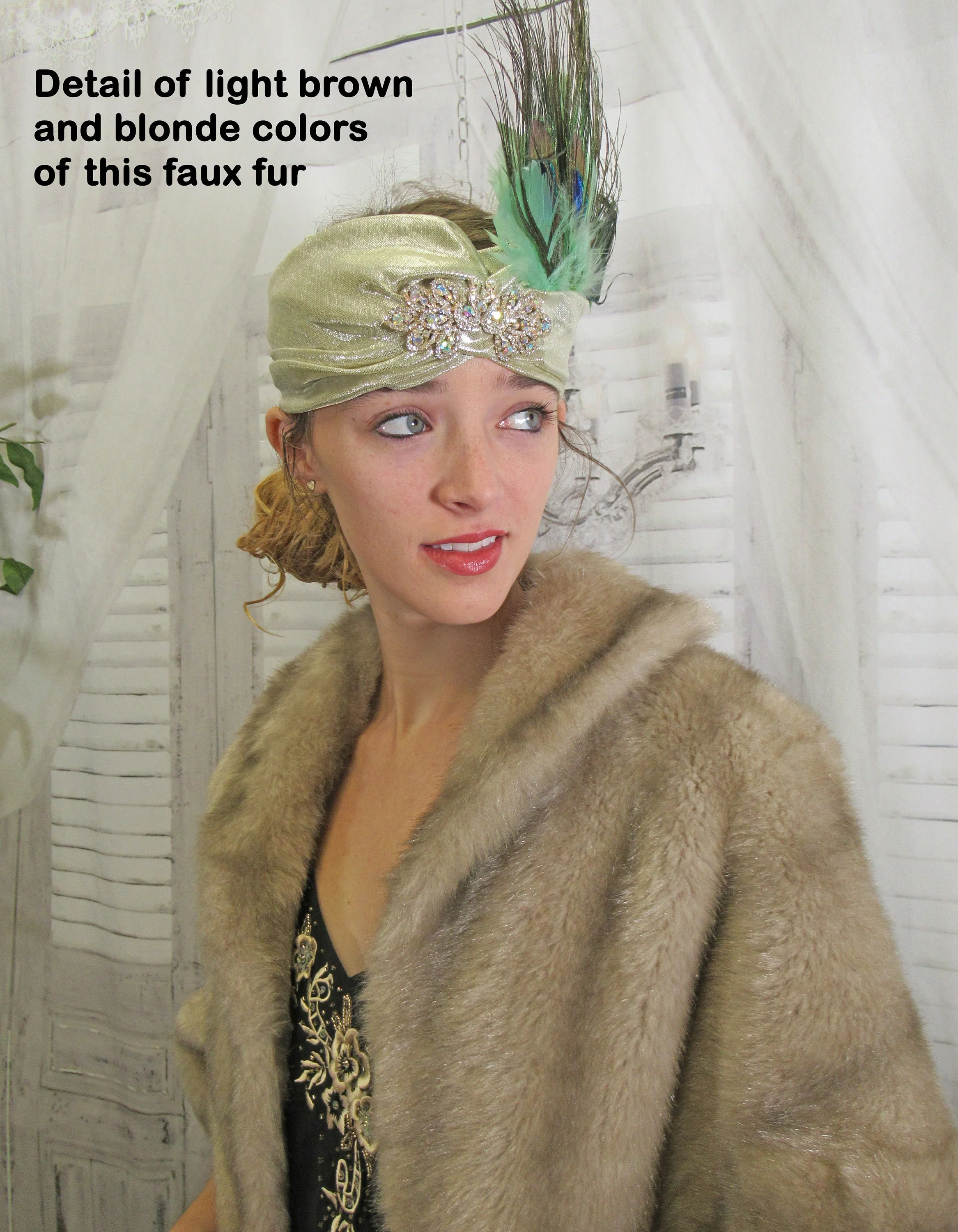 Faux Fur Stole Regina Glenara for Glenoit Light Brownblonde 60s Label Fully Lined Collar Vintage by Glenara For Glenoit - Image 9