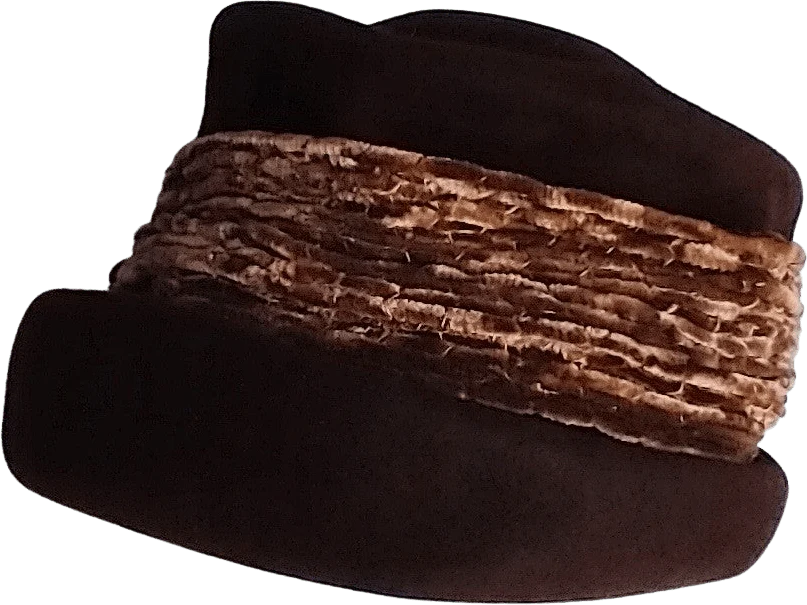 Felt Hat With Coco Fringed Band By Sharon Originals