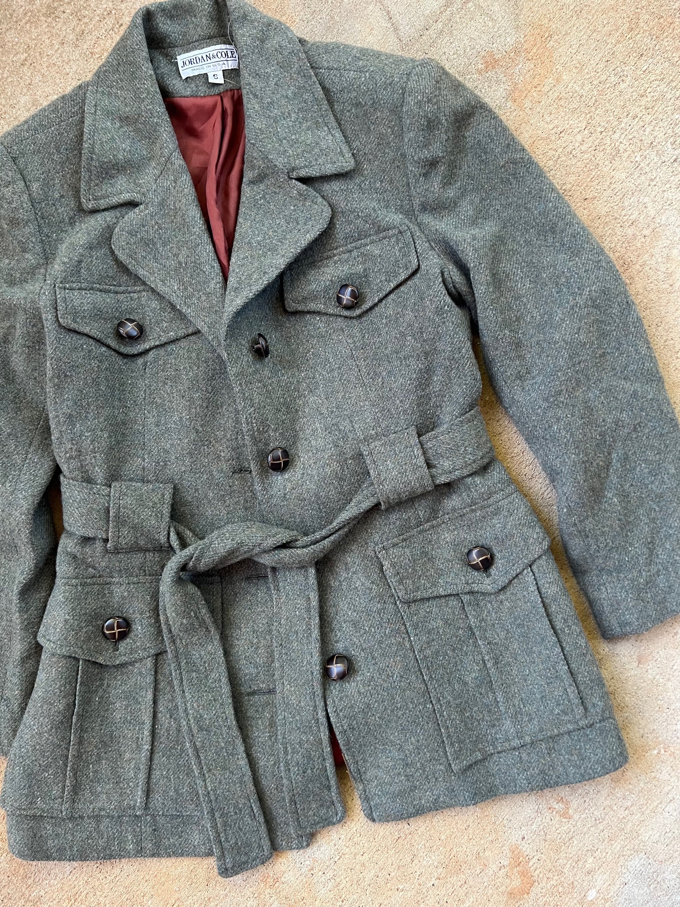 Fitted Belted Orange Coat - Image 2