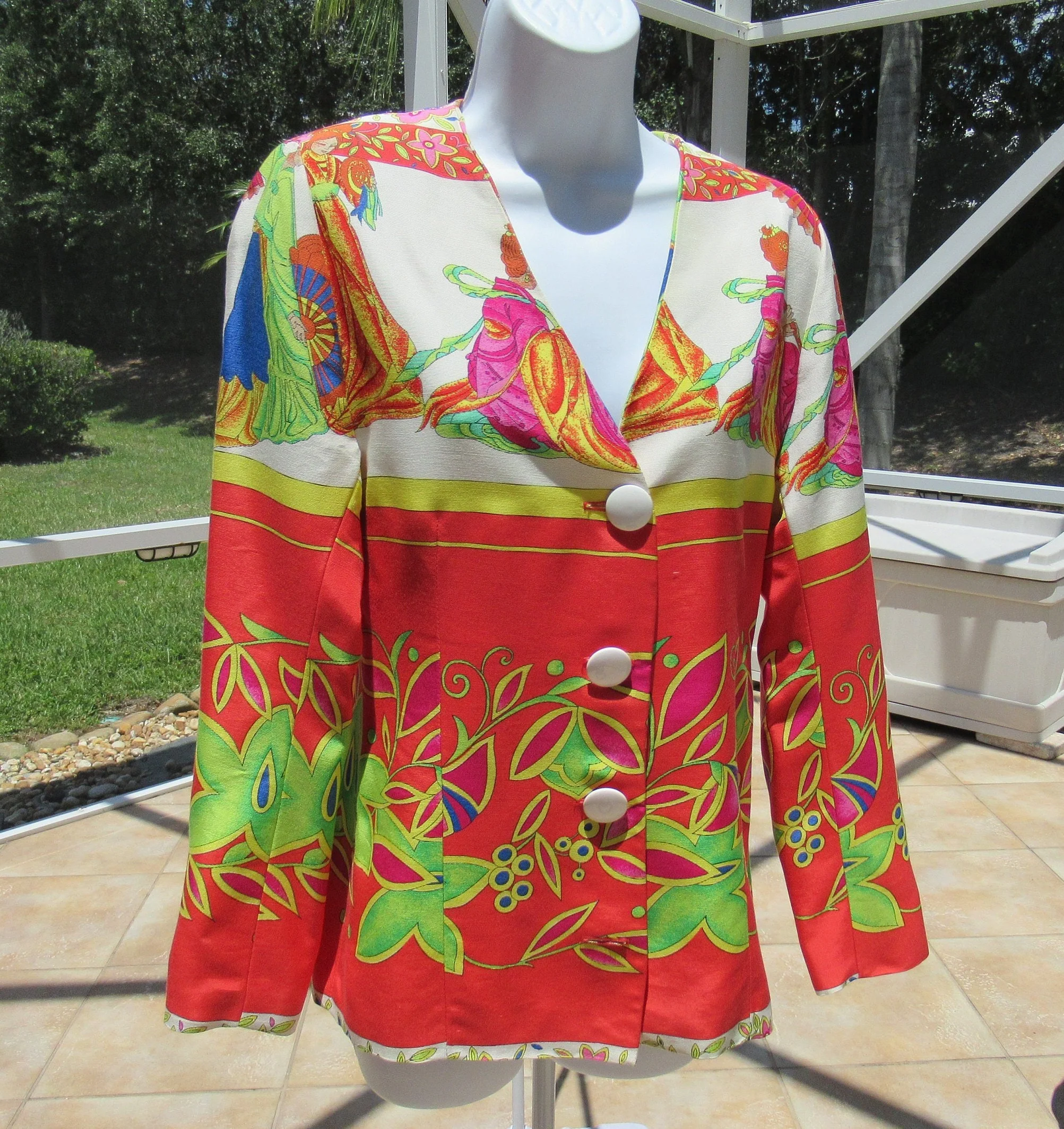 Fitted Blazer Marina Sithon for Kamosho Paris Spectacular Made In France Designer Statement Garment Vintage by Marina Sithon For Kamosho Paris - Image 5