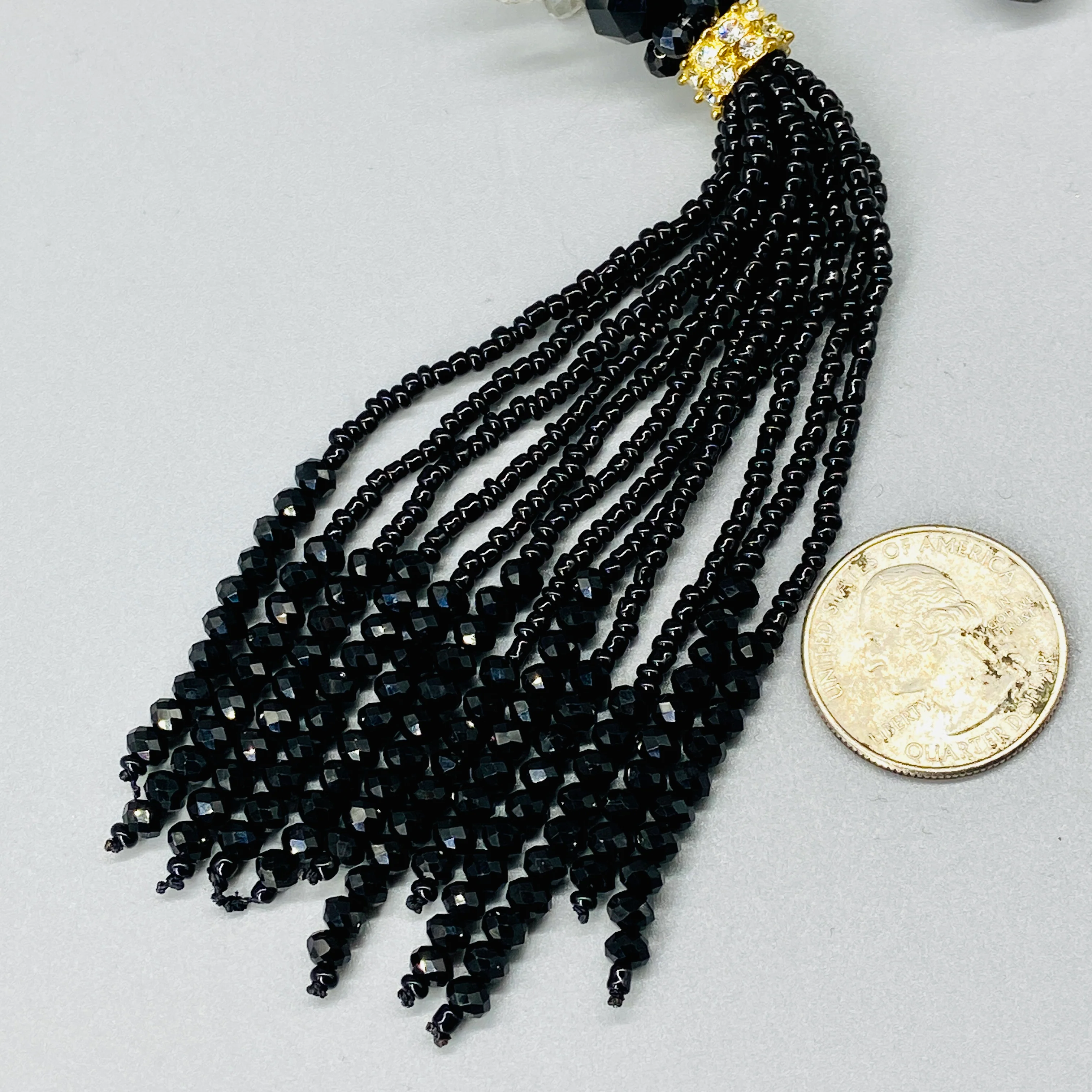 Flapper Style Cut Crystal Tassel Necklace - Image 14