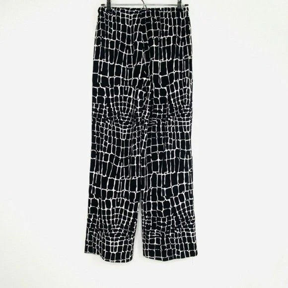 Flare Palazzo Pants Silk Sz S Swimwear Beach Vacation Black White by St. John - Image 3