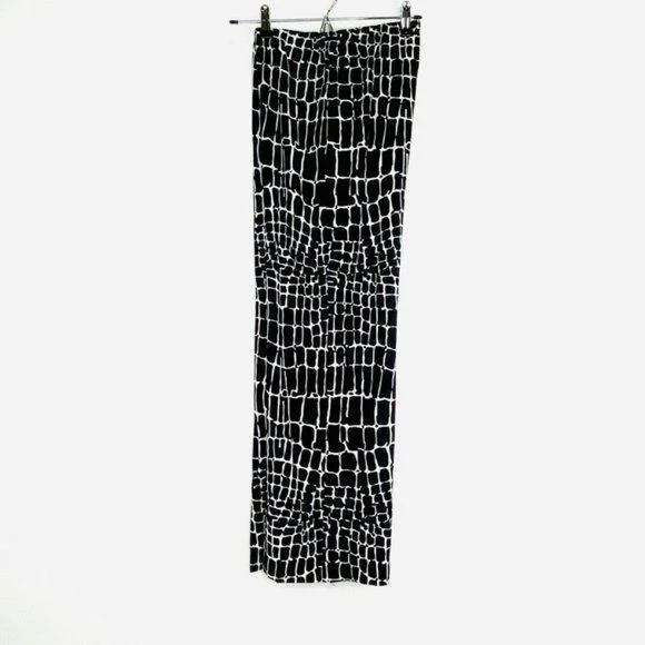 Flare Palazzo Pants Silk Sz S Swimwear Beach Vacation Black White by St. John - Image 4