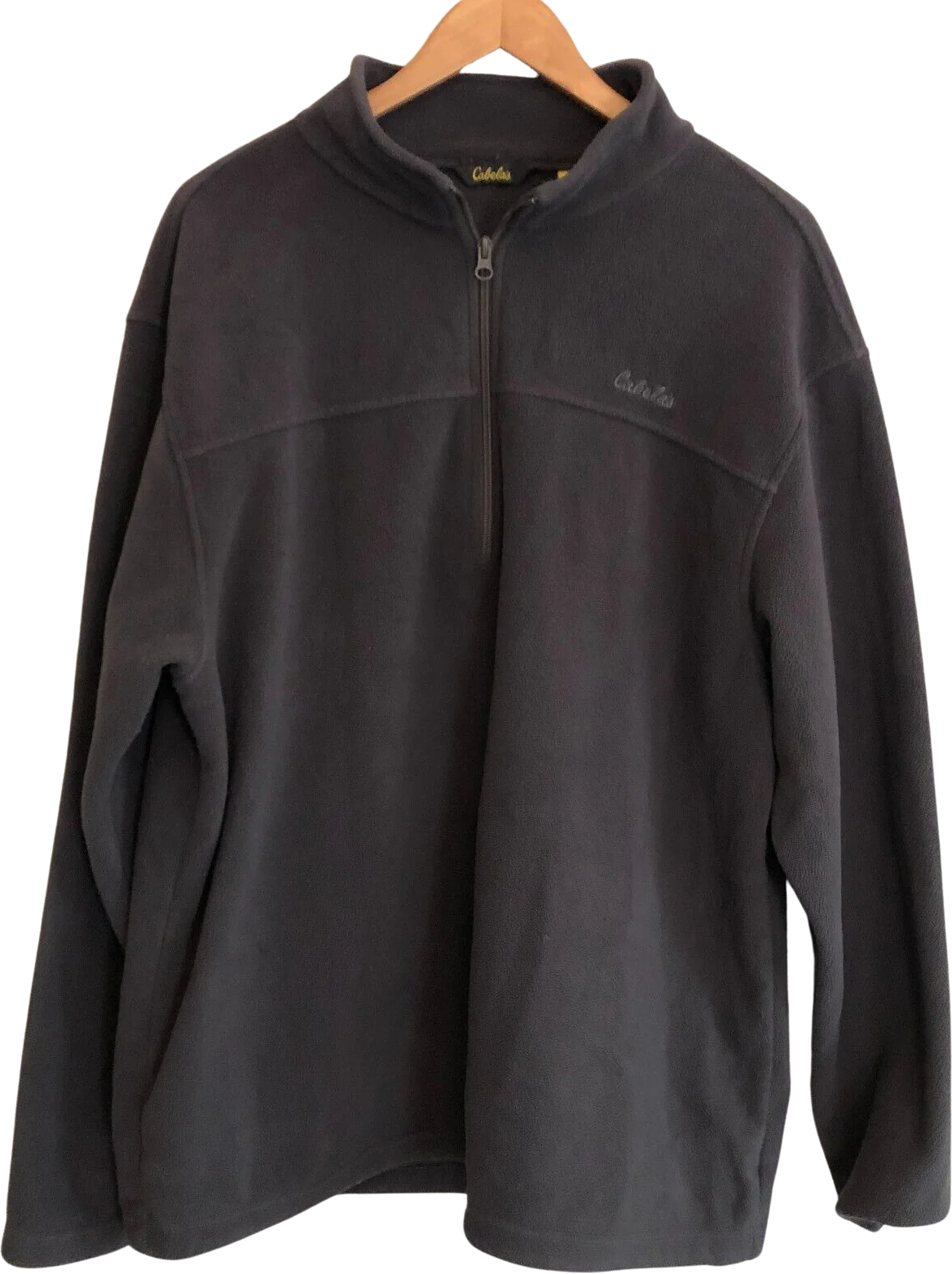 Fleece Quarter Zip Jacket Sweater Gray Mens Xl Mock Neck Embroidered by Cabela's