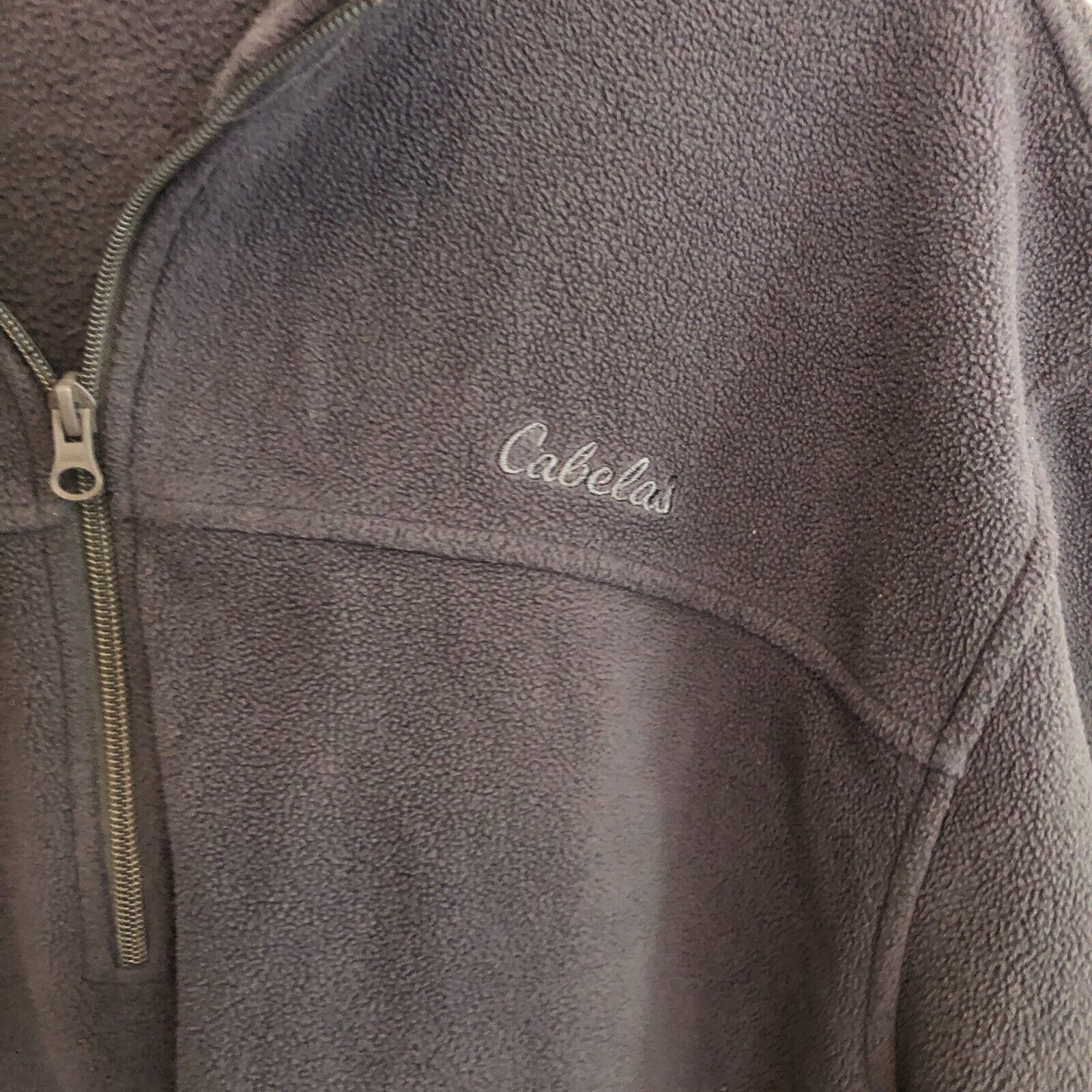 Fleece Quarter Zip Jacket Sweater Gray Mens Xl Mock Neck Embroidered by Cabela's - Image 7