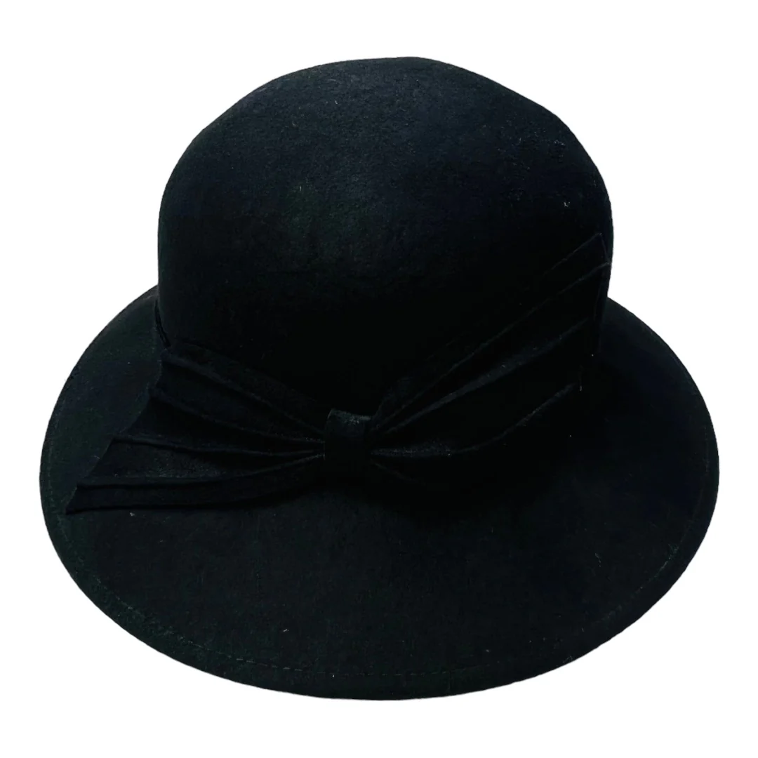 Floppy Bowler Wool Hat Womens Black Felt Vintage 90s by Charter Club - Image 10