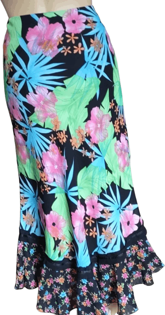 90's Bright Floral Asymmetrical Skirt by Versailles - Image 2