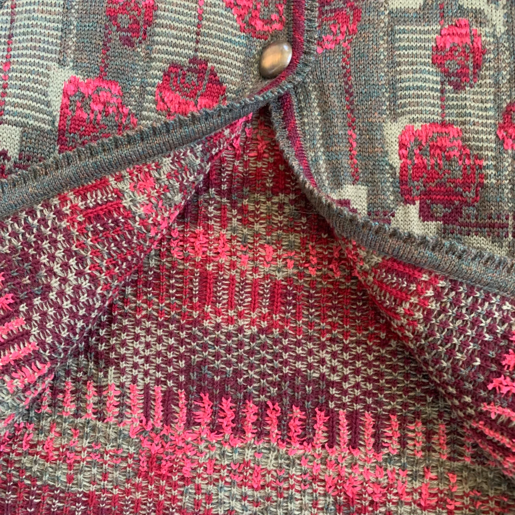 Floral Chunky Knit Wool Sweater Cardigan By Cherry Lewis - Image 4