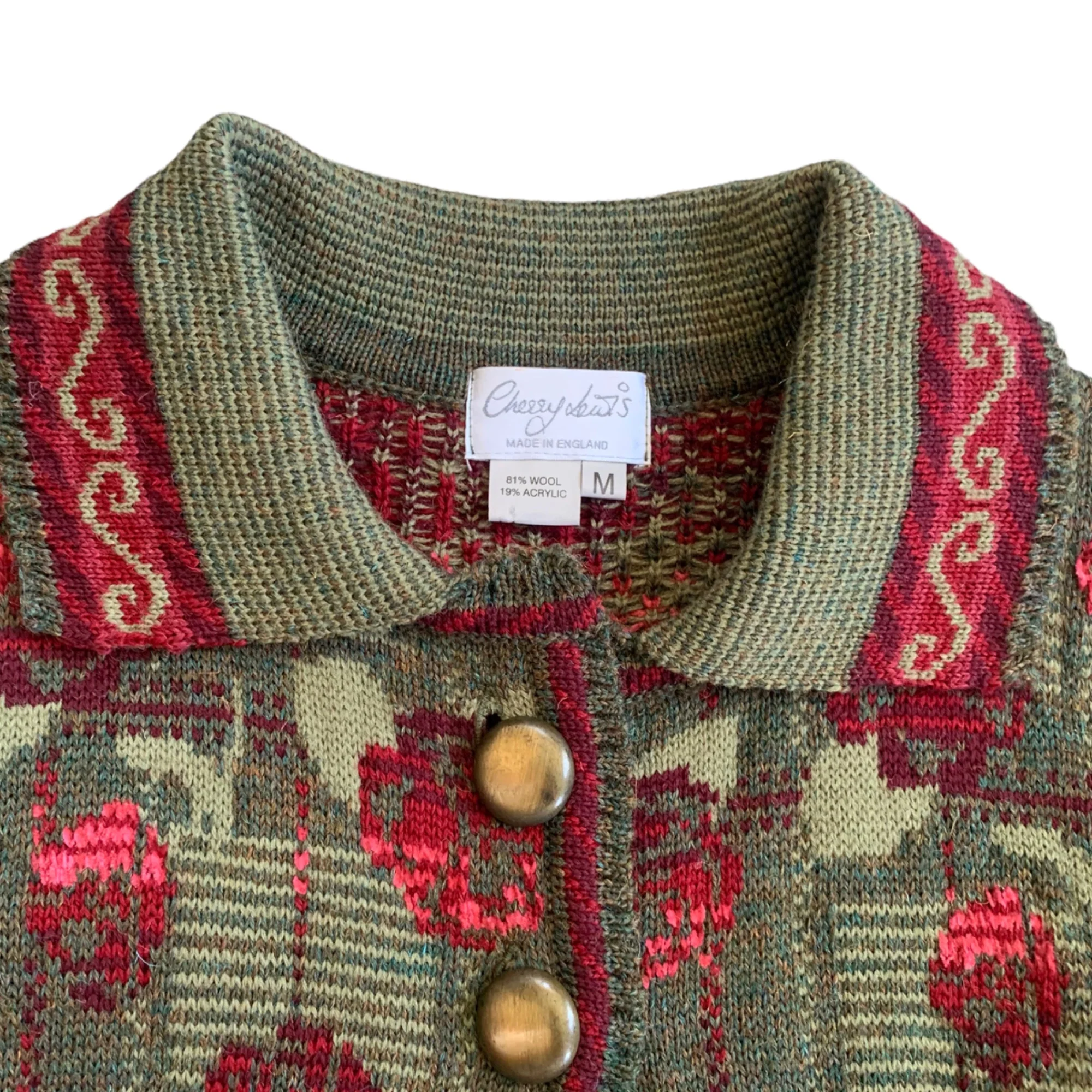 Floral Chunky Knit Wool Sweater Cardigan By Cherry Lewis - Image 6