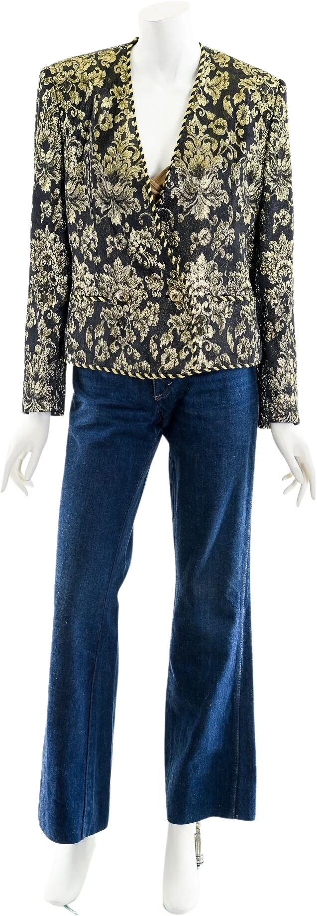 Floral Lurex Brocade Blazer Double-Breasted Dynasty Jacket