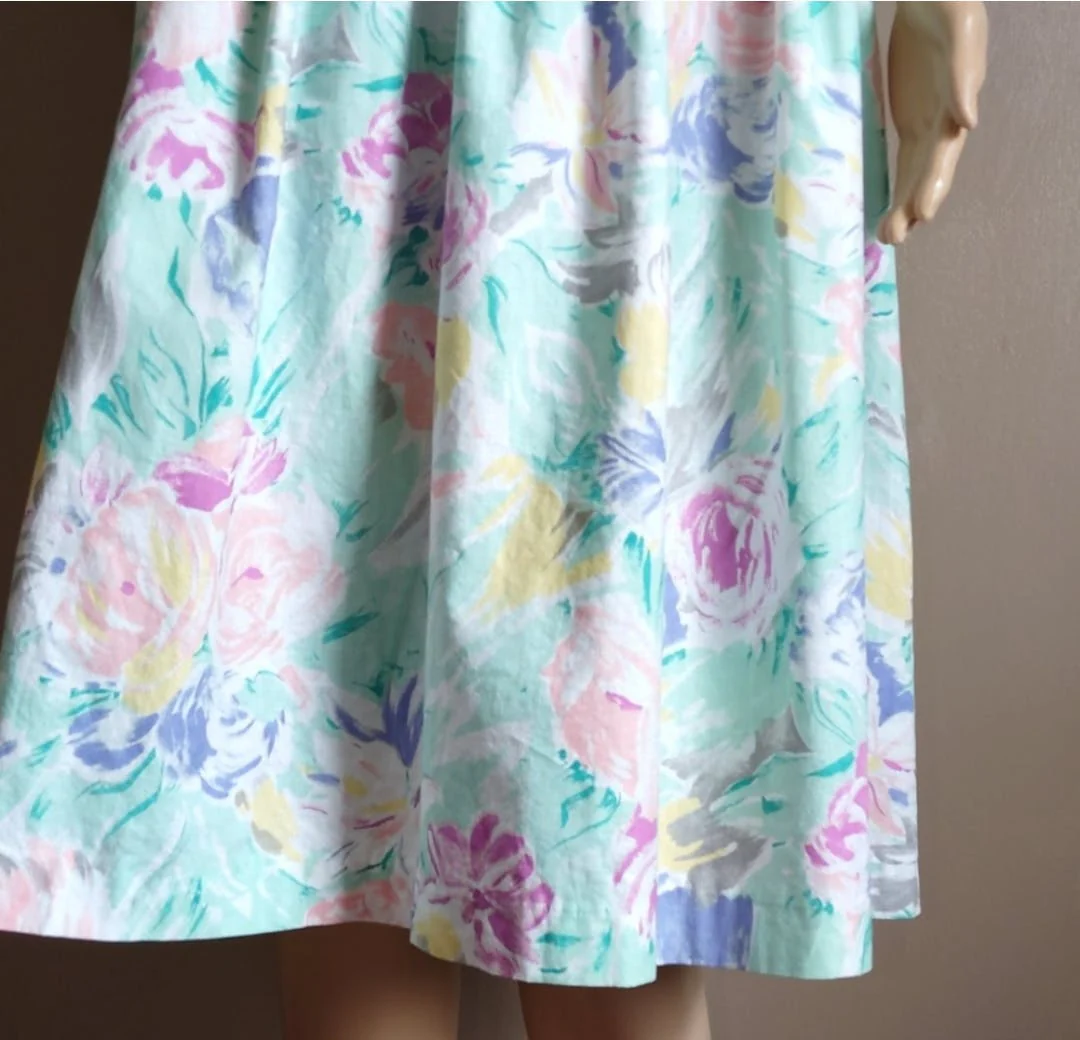 80's Pastel Floral Sleeveless Cotton Dress by Jody Ca - Image 3