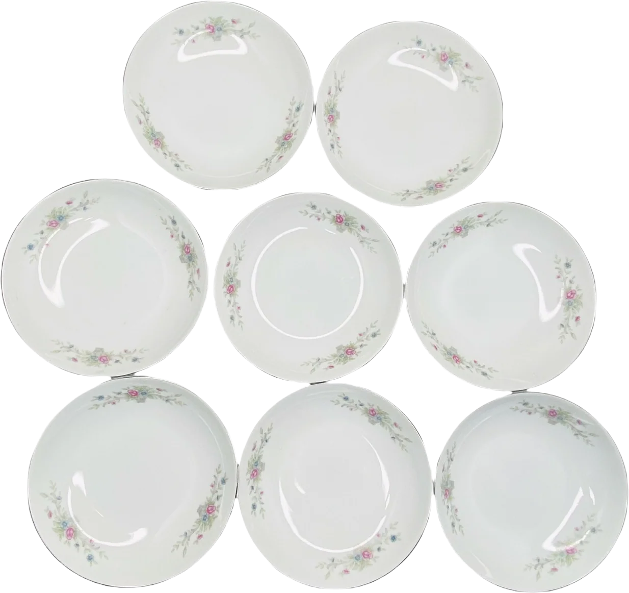 Florenteen Fine China Fantasia 8 Piece Dessert Dish Set White with Floral Pattern by Florenteen Fine China
