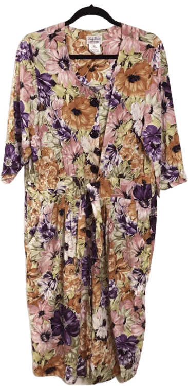 Floral Print Short Sleeve Button Front Midi Dress PLUS SIZE by Lady Darian