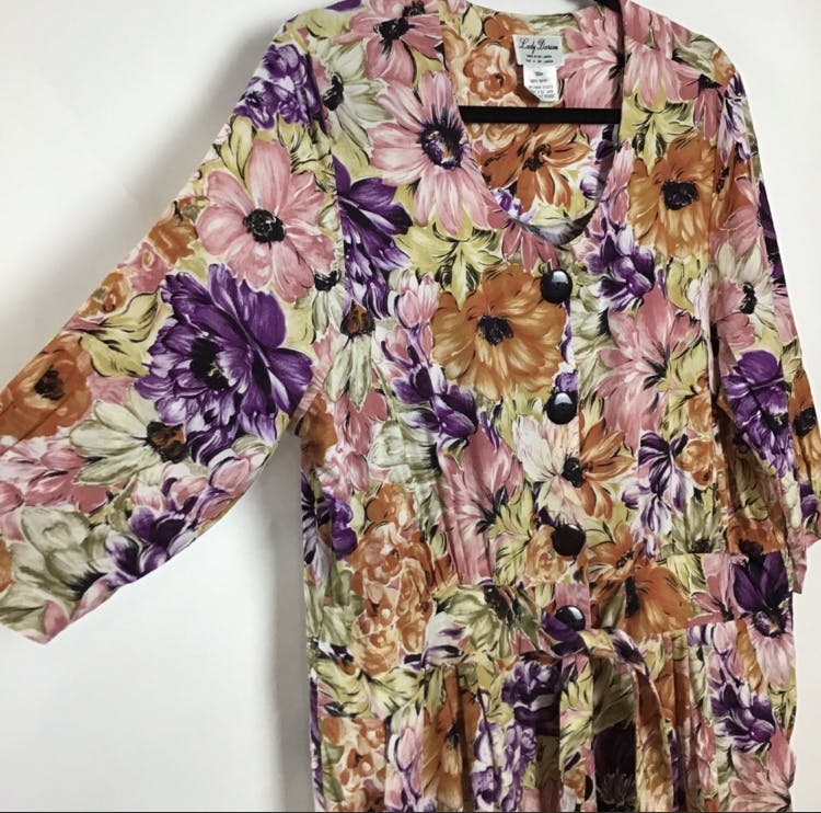 Floral Print Short Sleeve Button Front Midi Dress PLUS SIZE by Lady Darian - Image 3