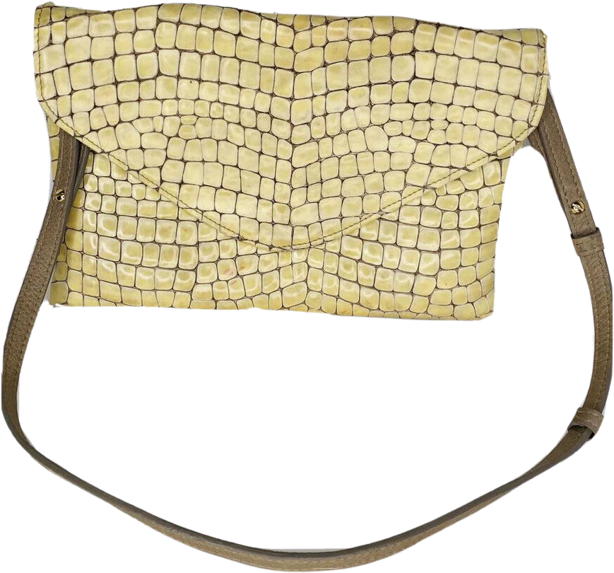 Fold-Over Clutch Women's Snake Textured Leather Cream Purse Euc! by Gigi New York