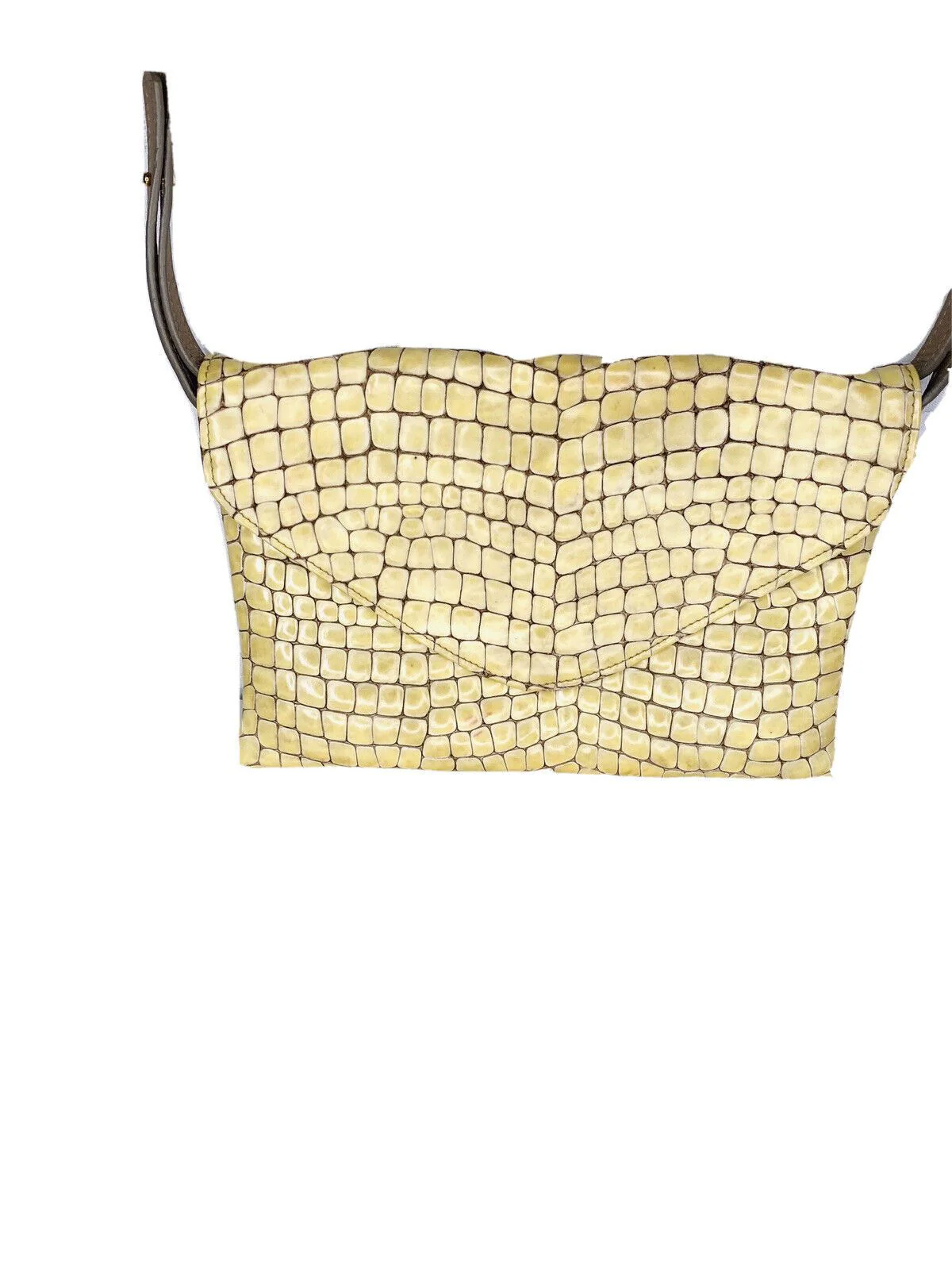 Fold-Over Clutch Women's Snake Textured Leather Cream Purse Euc! by Gigi New York - Image 2
