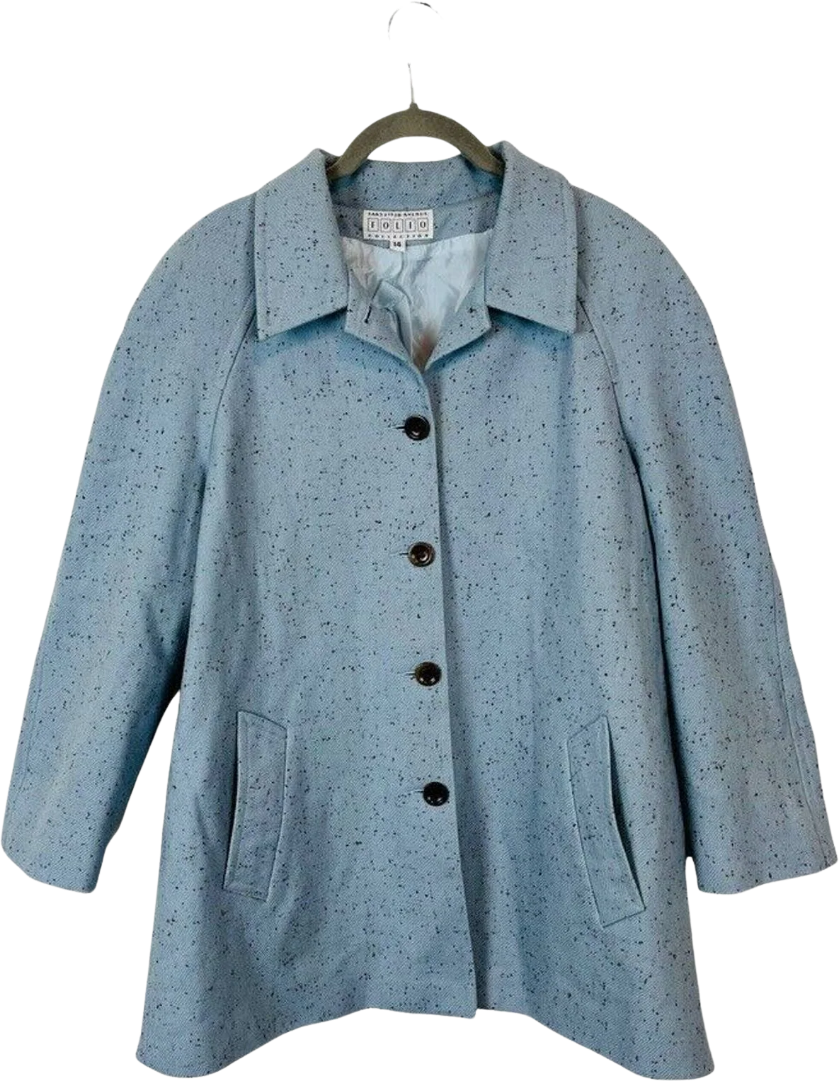 Folio Collection Blue Overcoat Car Coat Women's Size 14 Wool Mix by Saks Fifth Avenue