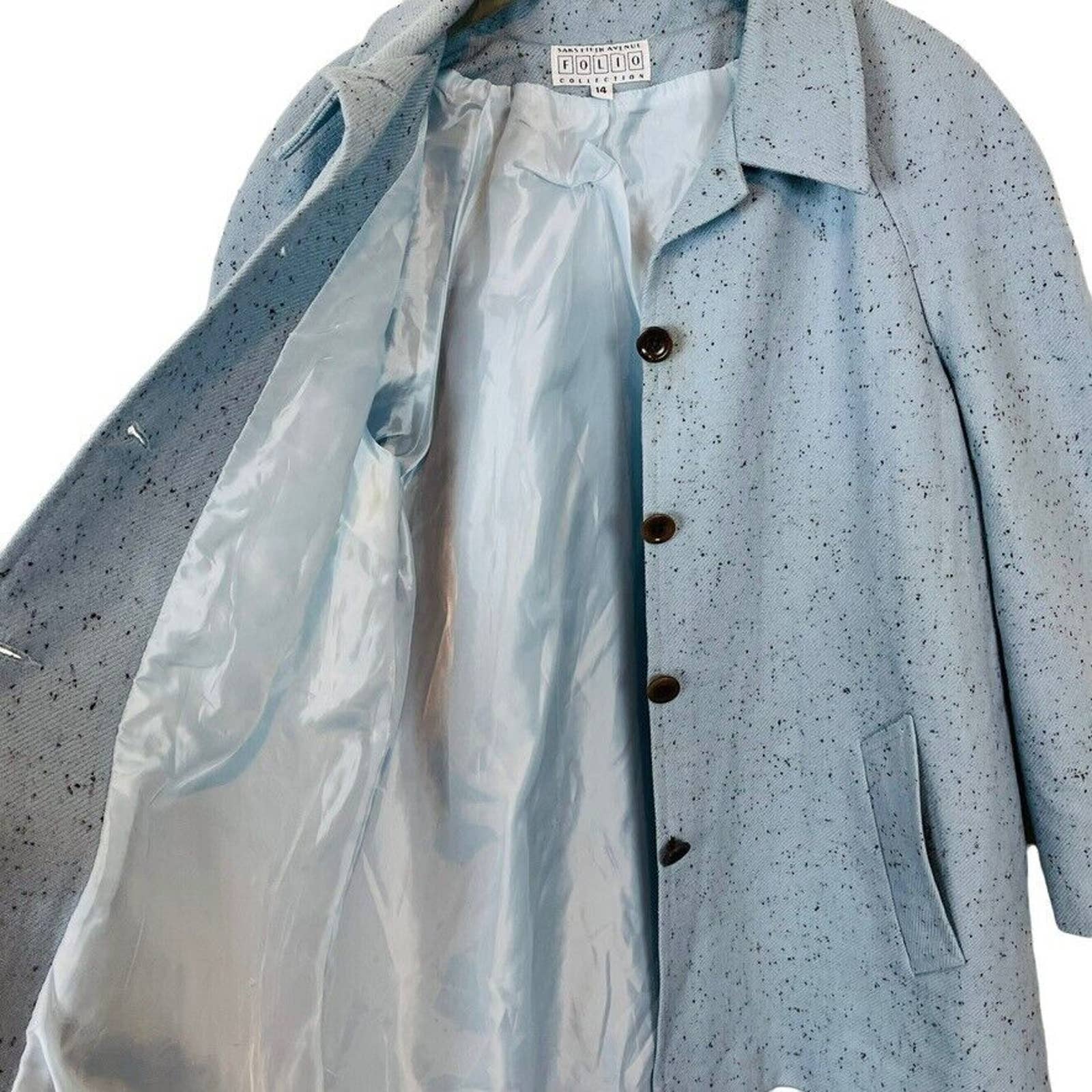 Folio Collection Blue Overcoat Car Coat Women's Size 14 Wool Mix by Saks Fifth Avenue - Image 12