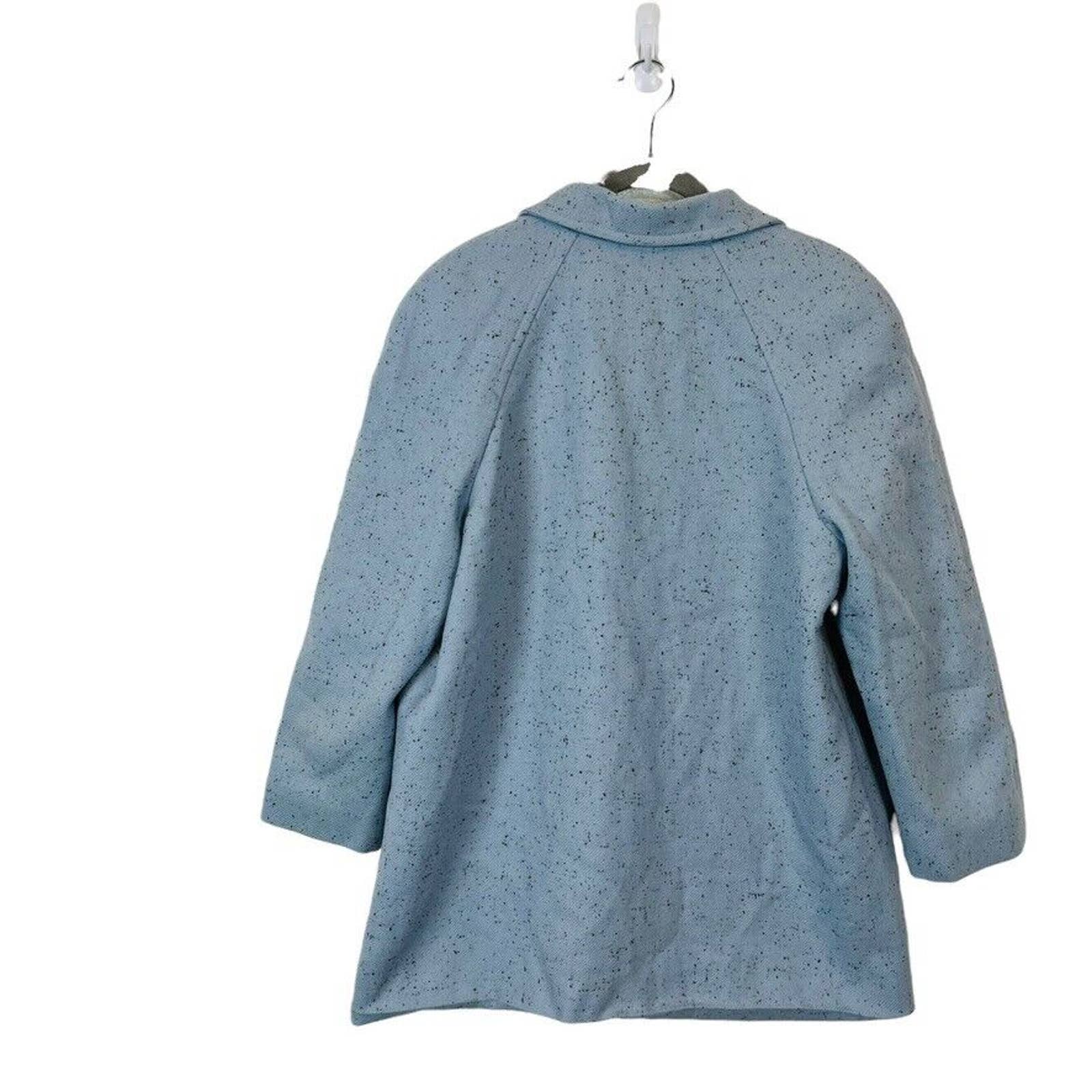 Folio Collection Blue Overcoat Car Coat Women's Size 14 Wool Mix by Saks Fifth Avenue - Image 2