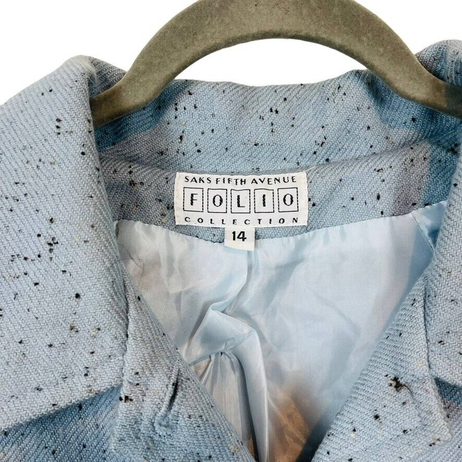 Folio Collection Blue Overcoat Car Coat Women's Size 14 Wool Mix by Saks Fifth Avenue - Image 3