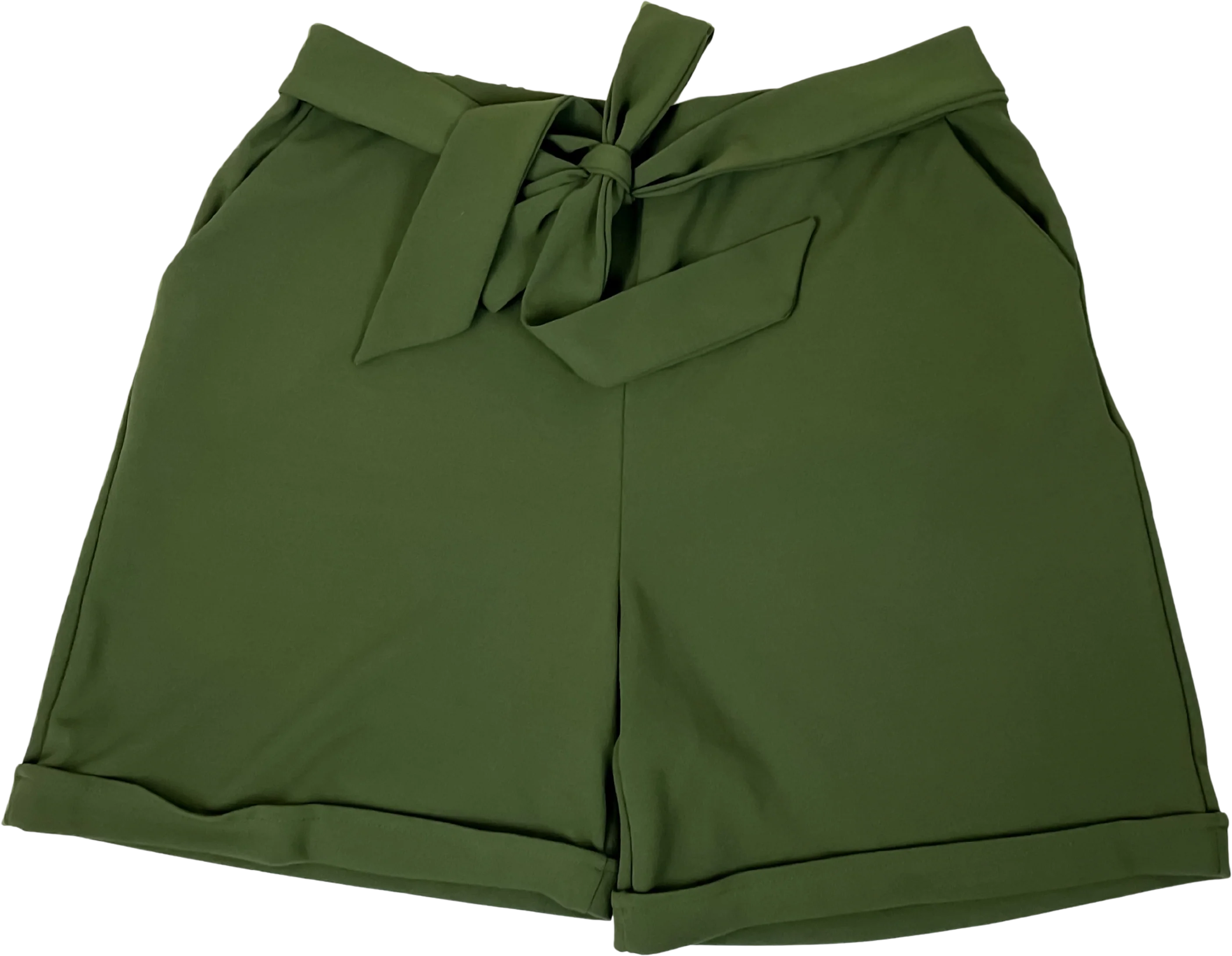 Forest Green High Waisted Cuffed Shorts by Rainbow
