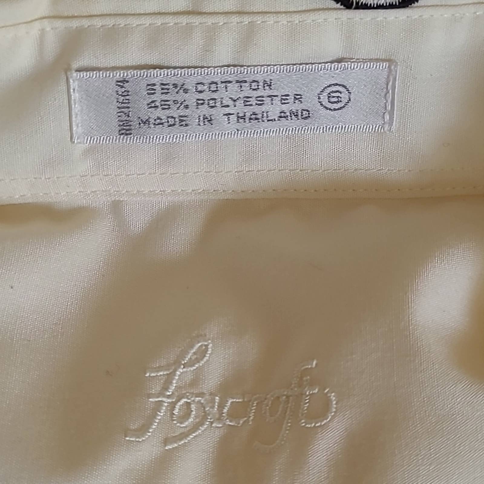 Foxcroft Vintage Pale Yellow Button Down Long Sleeved Shirt with Embroidered Collar by Foxcroft - Image 6