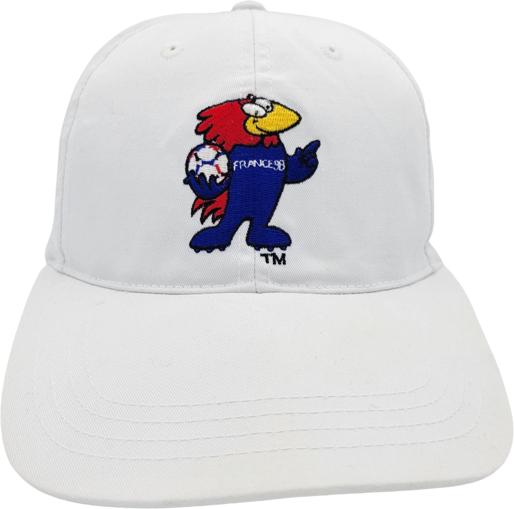 France Vintage 90s World Cup Soccer Snapback Hat Parlez Vous Football ? Erima 1998 Games White Baseball Cap