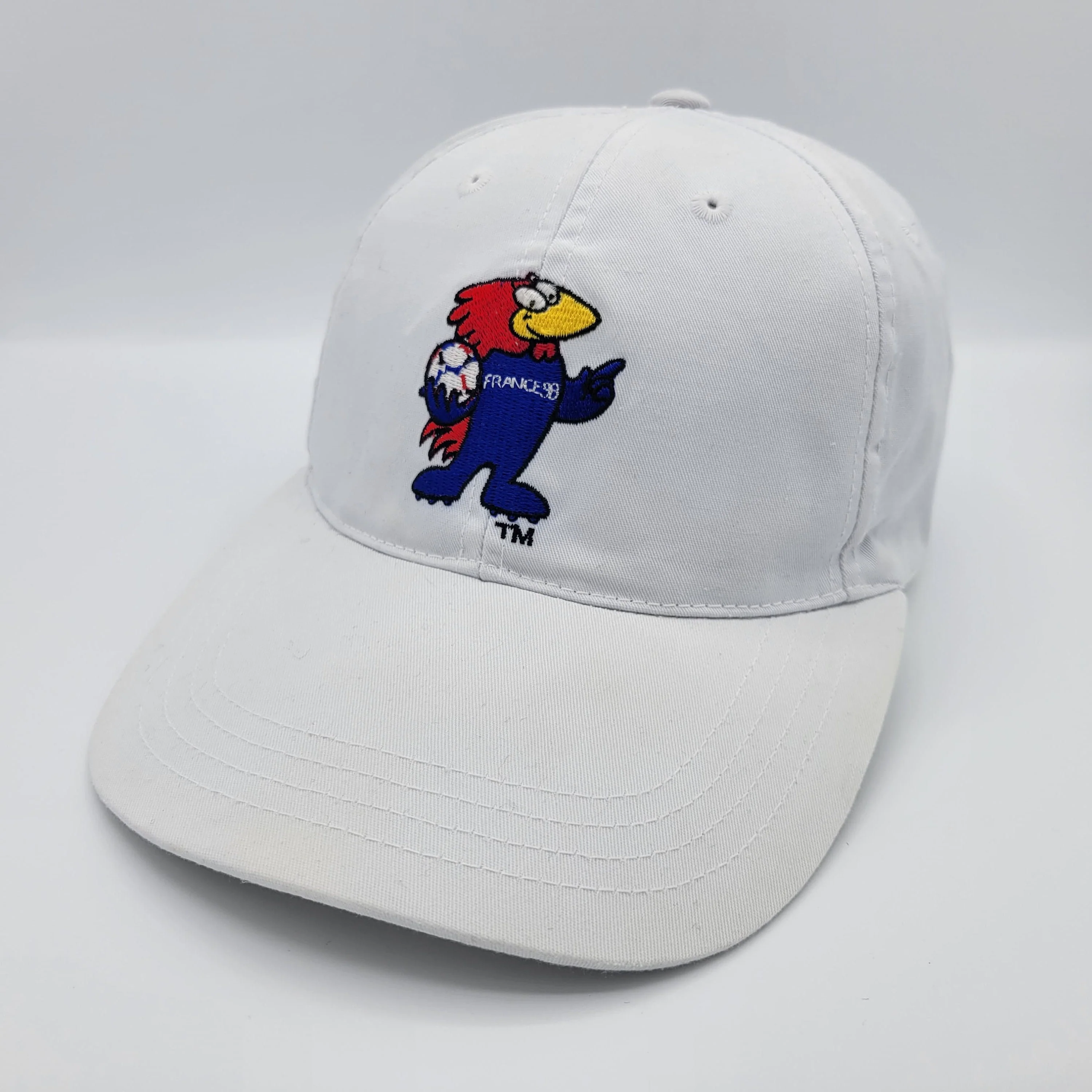 France Vintage 90s World Cup Soccer Snapback Hat Parlez Vous Football ? Erima 1998 Games White Baseball Cap - Image 2