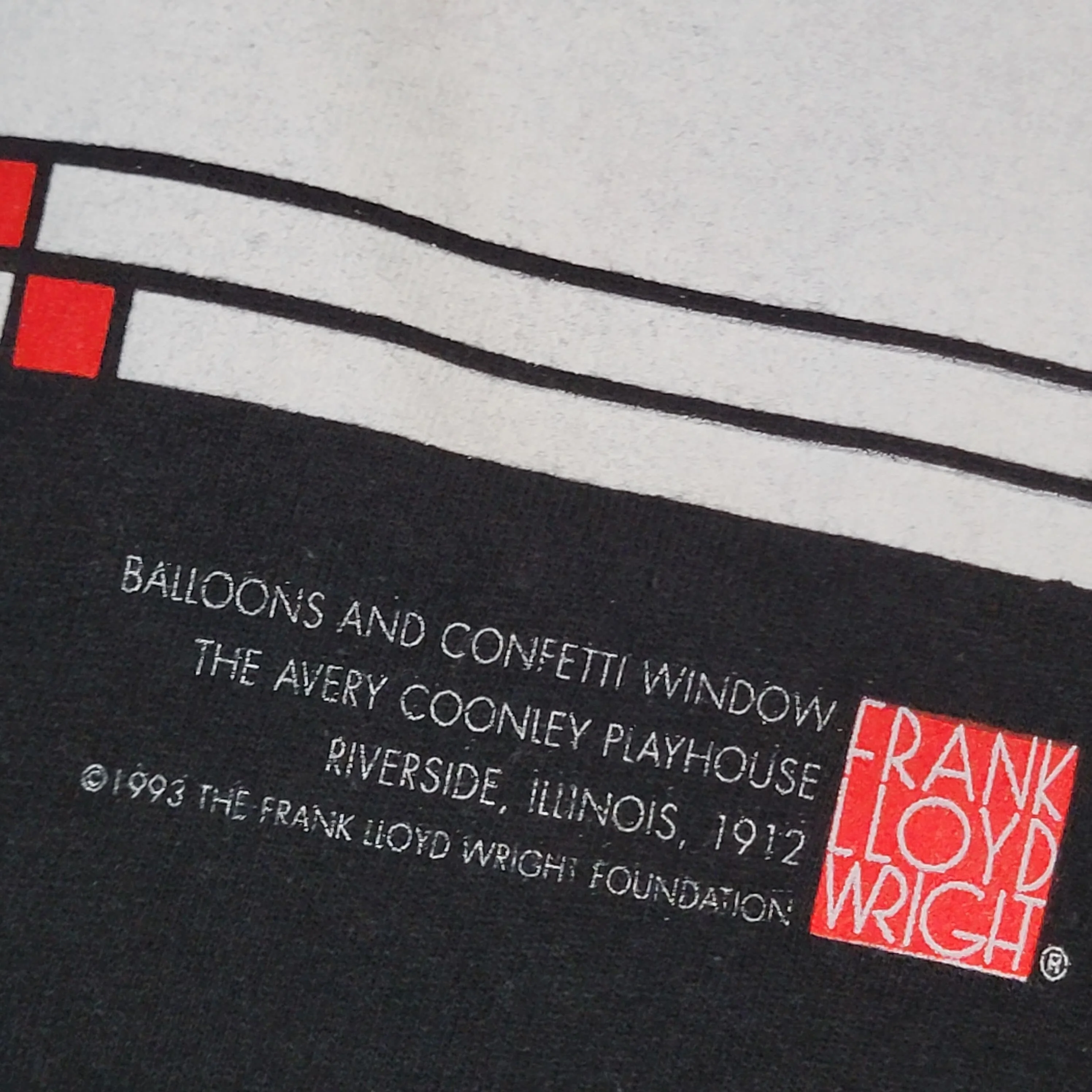 Frank Lloyd Wright Vintage 90s Art T-Shirt Balloons and Confetti Window Black Fruit of The Loom Medium by Fruit Of The Loom - Image 3