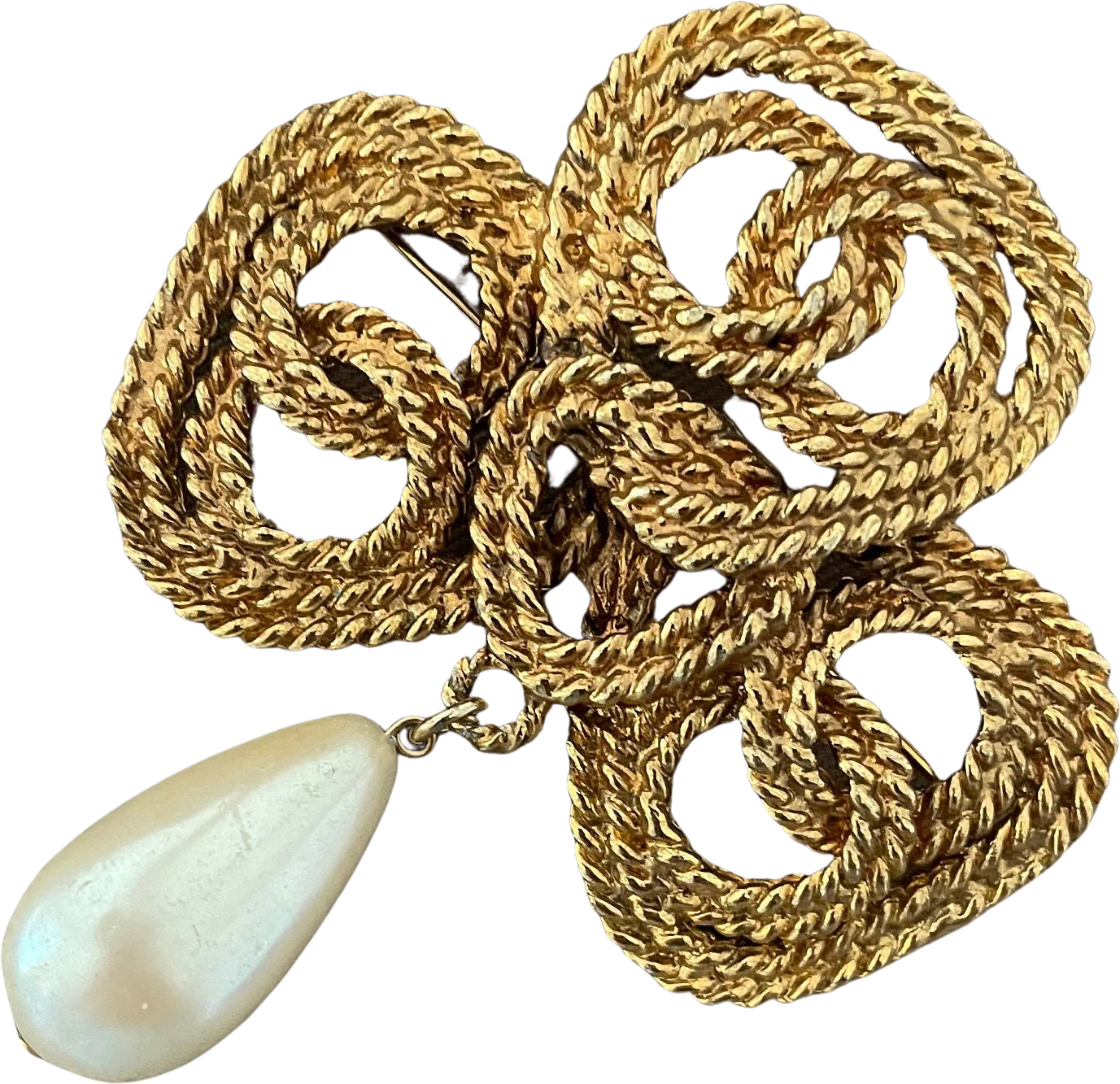French Baroque Pearl Gold Rope Vintage Ornate Brooch