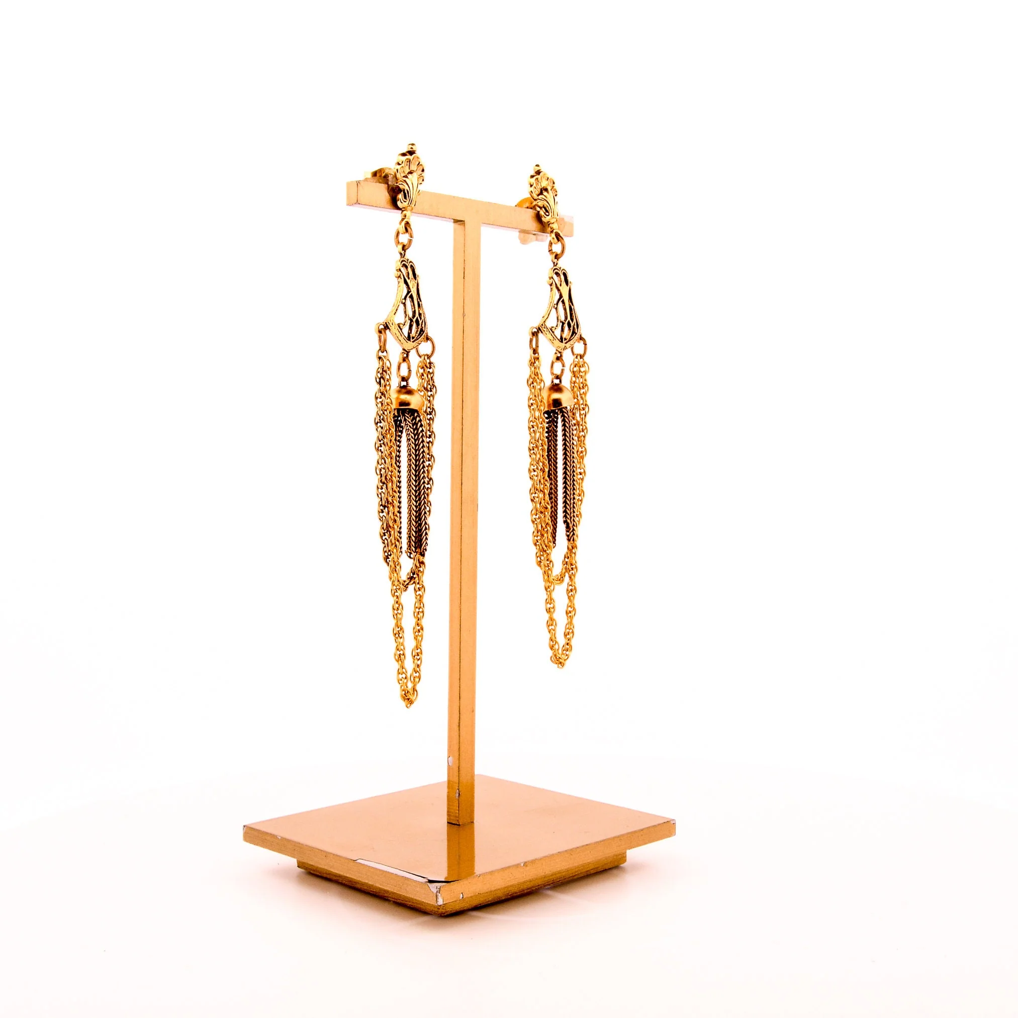 French Nouveau Filigree Chandelier Earrings - Image 8