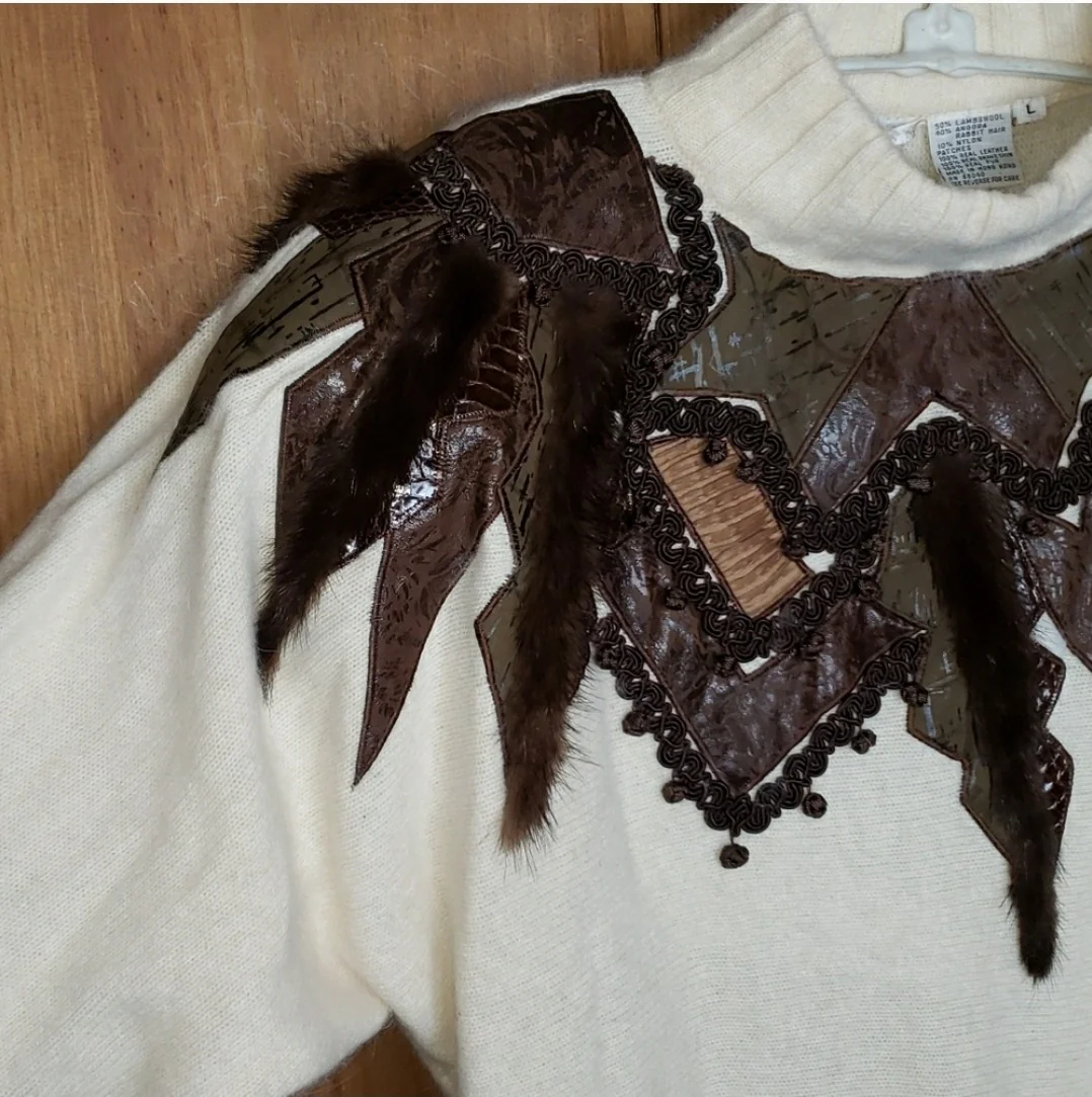 Genuine Angora Leather Snakeskin Detail Sweater by Erez - Image 10