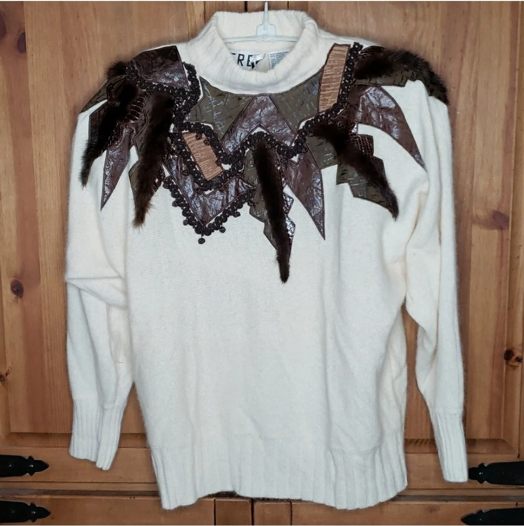Genuine Angora Leather Snakeskin Detail Sweater by Erez - Image 13