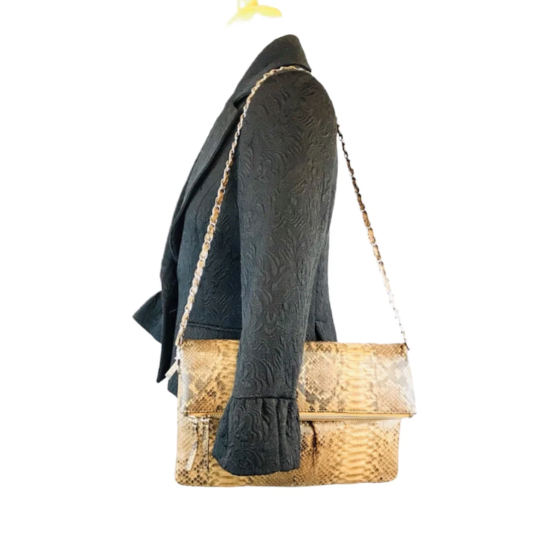 Genuine Python Crossbody Clutch Chain Strap Flap Bag Coco Dust Bag Nwot by Presmer - Image 9