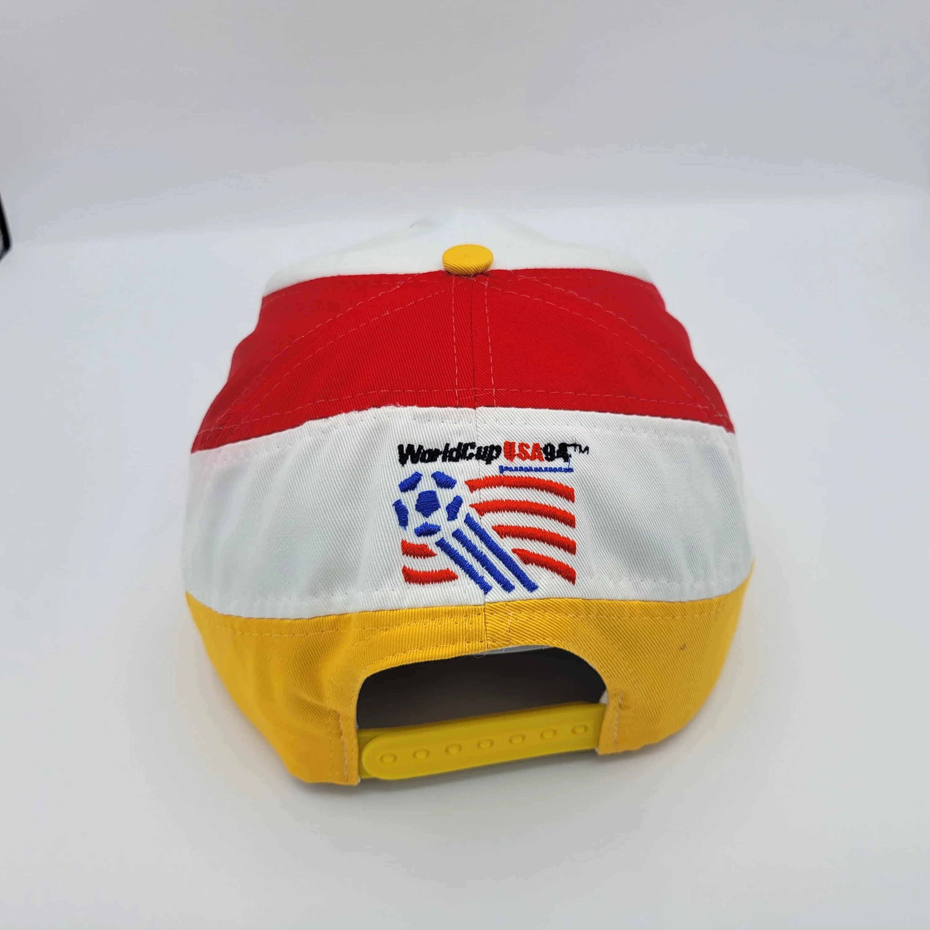 Germany Vintage 90s World Cup Soccer Snapback Hat Logo Athletic 1994 Usa Games Football Red White Yellow Baseball Cap by Logo Athletic - Image 3