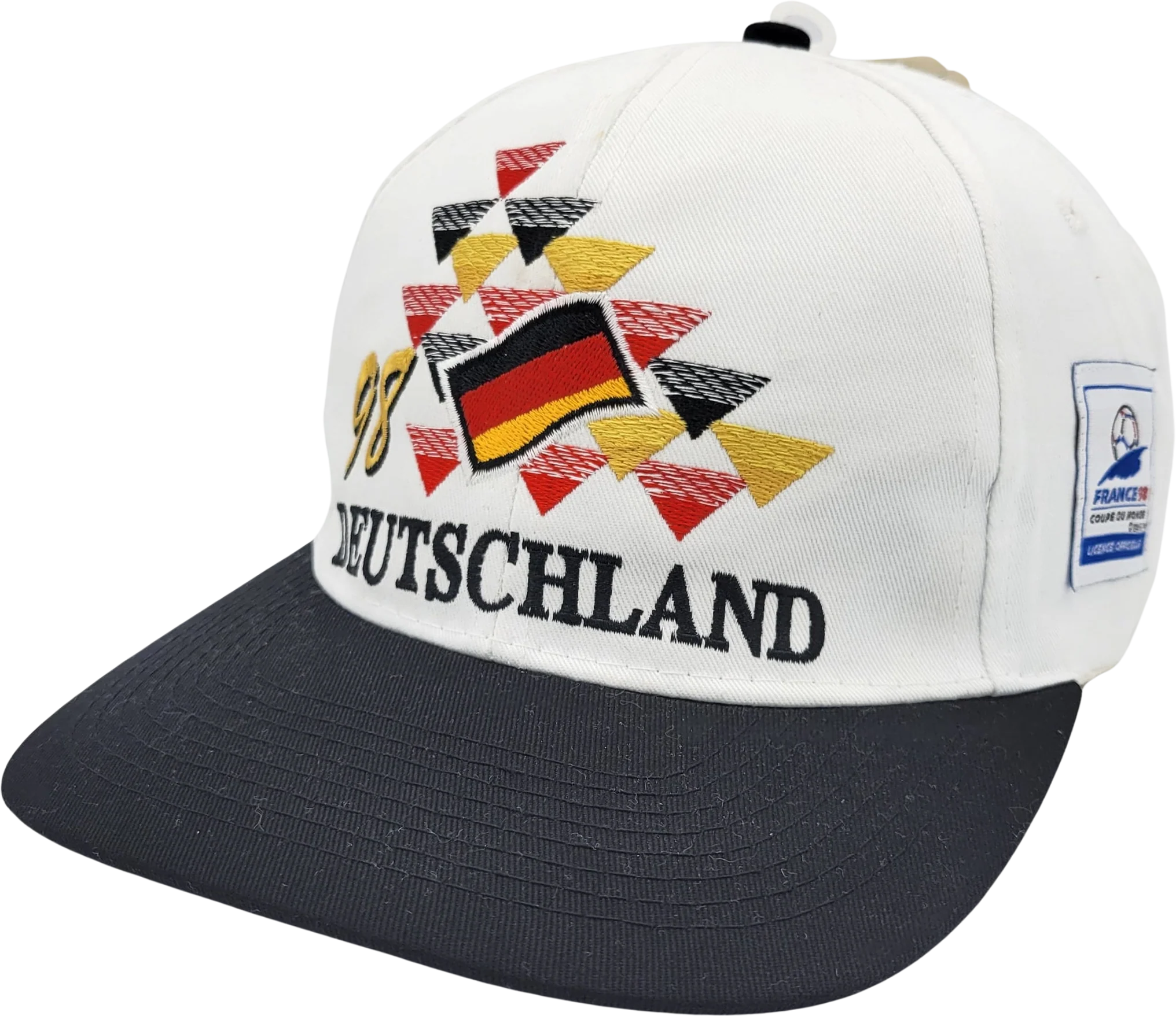 Germany Vintage 90s World Cup Soccer Strapback Hat 1998 France Games Football White Baseball Cap