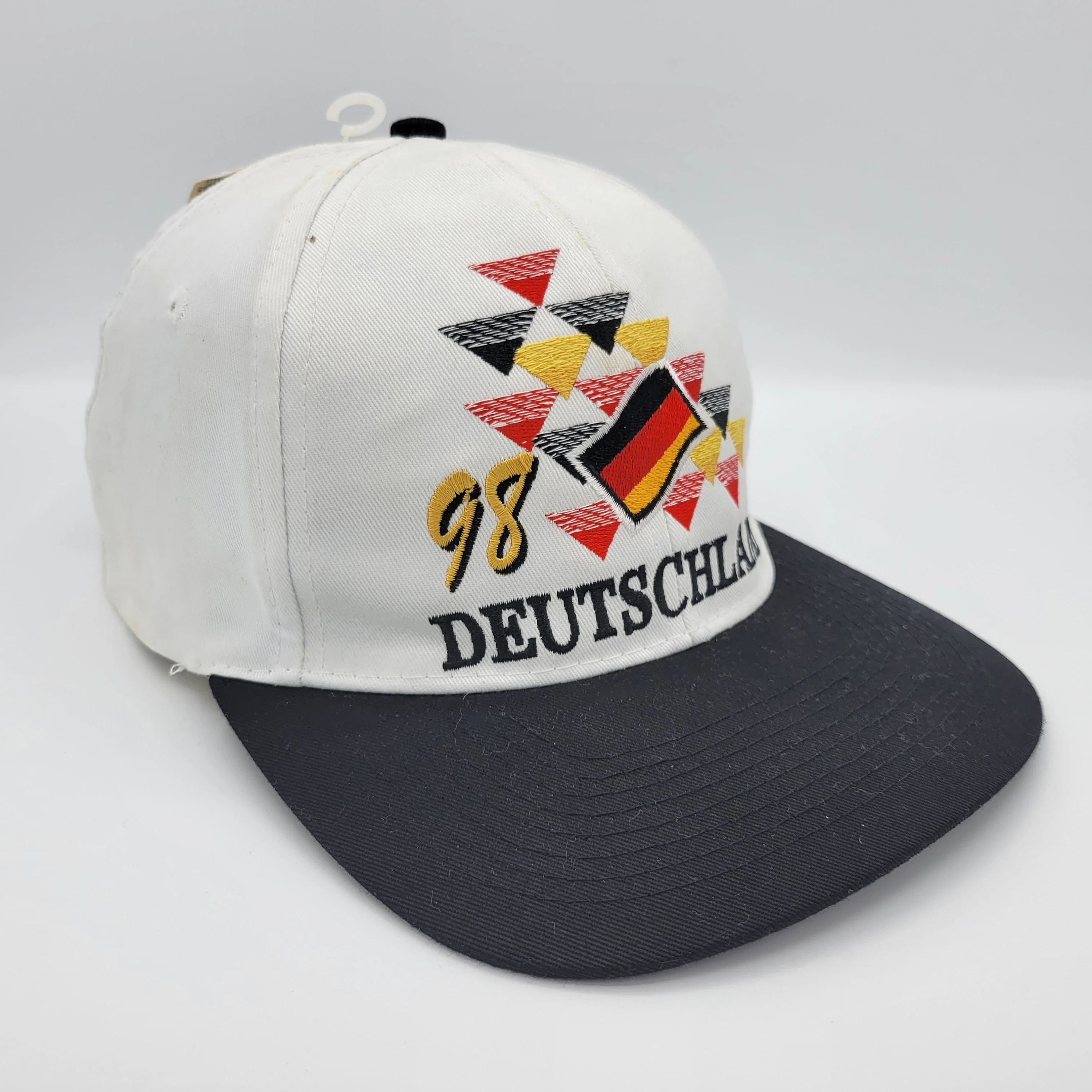 Germany Vintage 90s World Cup Soccer Strapback Hat 1998 France Games Football White Baseball Cap - Image 2
