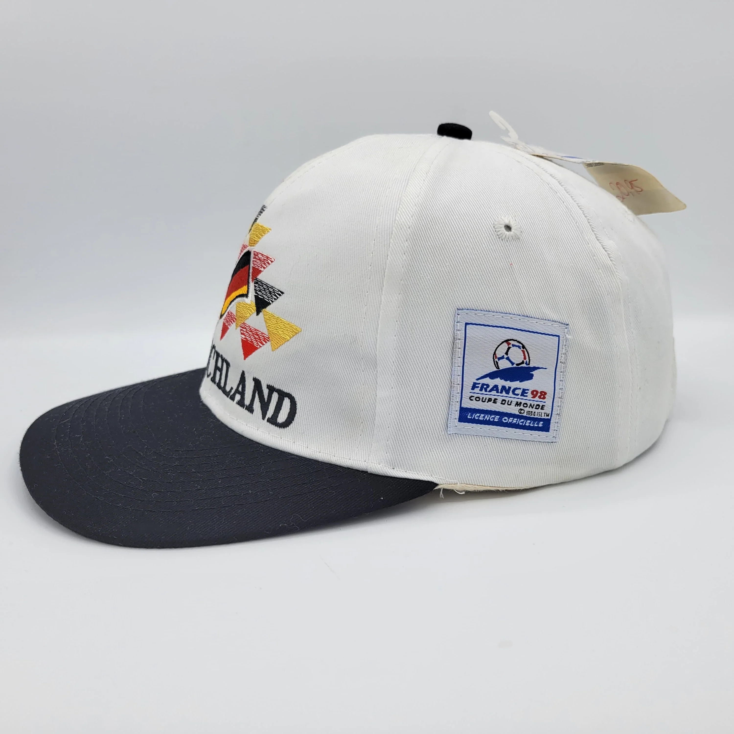 Germany Vintage 90s World Cup Soccer Strapback Hat 1998 France Games Football White Baseball Cap - Image 3