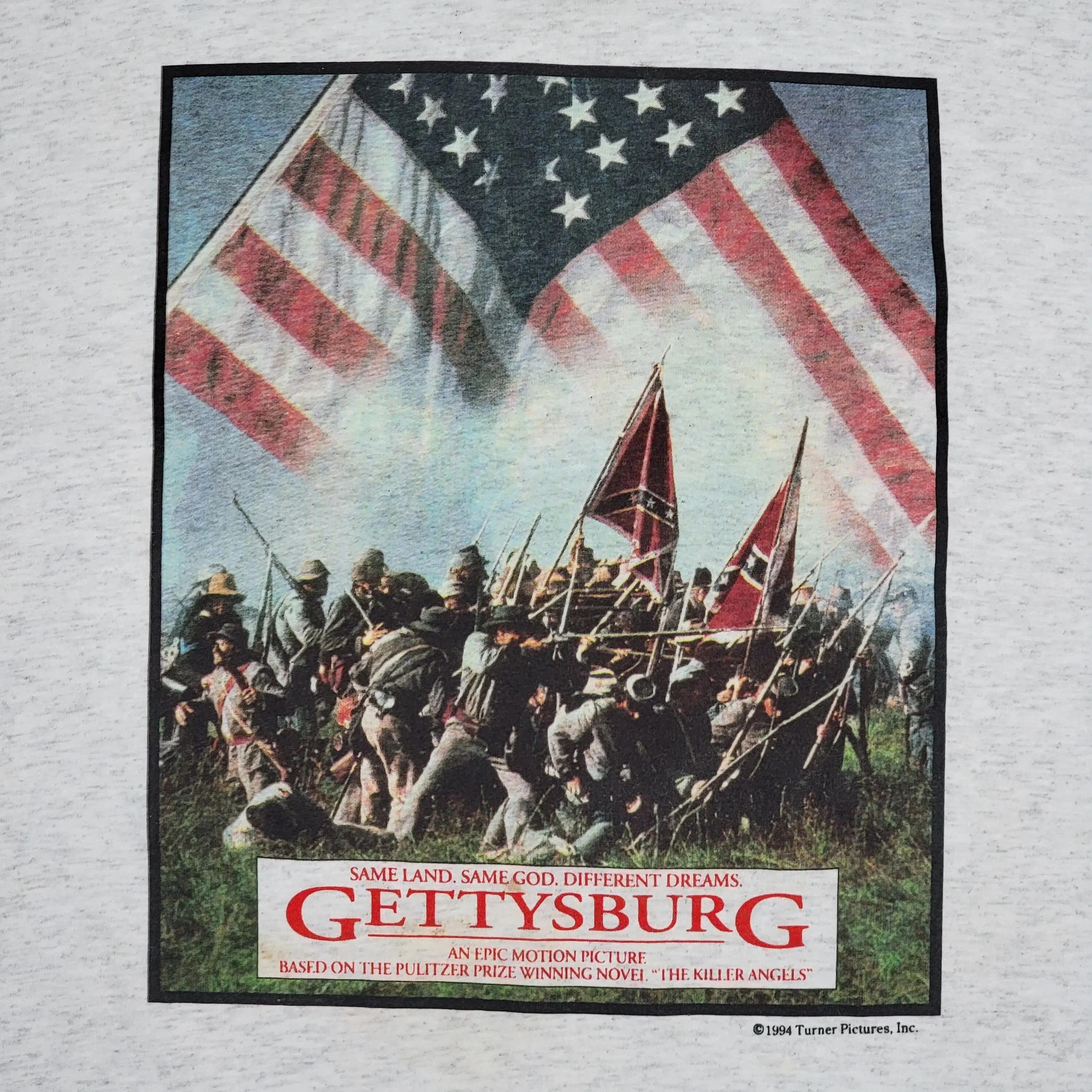 Gettysburg Movie Vintage 90s Turner Pictures T-Shirt Single Stitch Heather Gray Rific Men's Size 2xl - Image 2