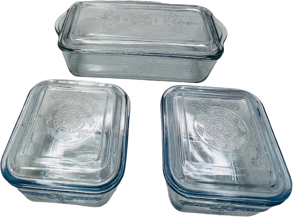 Glass Vintage Baking Dishes 3 Piece Set by Fire - King