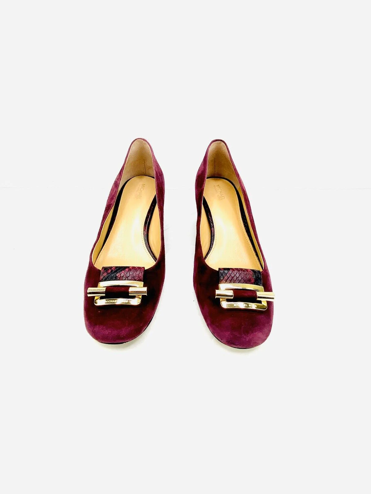 Gloria Mid Pump Round Toe Suede Snakeskin Heels Us 7. 5m by Michael Kors - Image 2