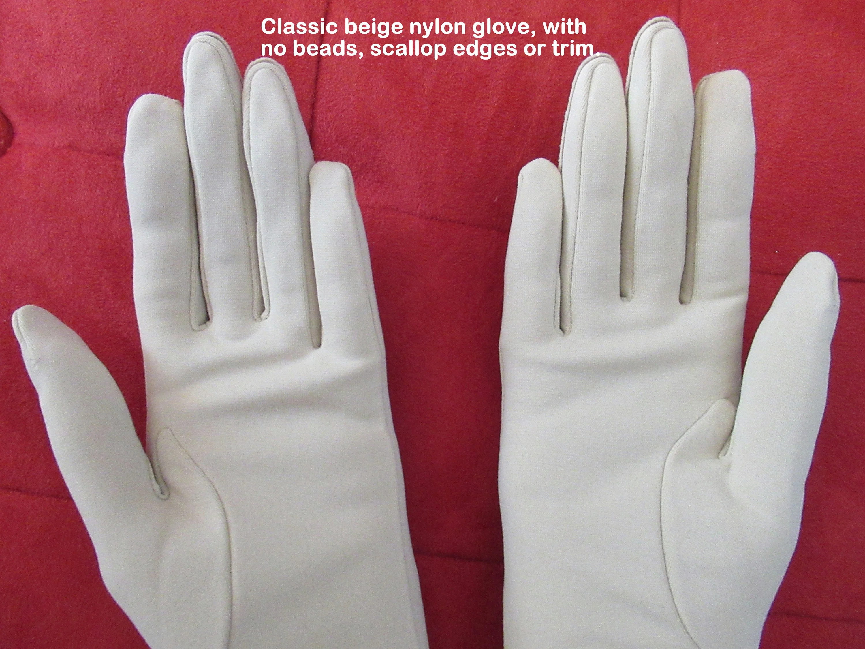 Gloves by Superb 50s Long Beige Nylon Wpl 186 Van Raalte Still Tied Together Mint Vintage Condition by Superb - Image 9