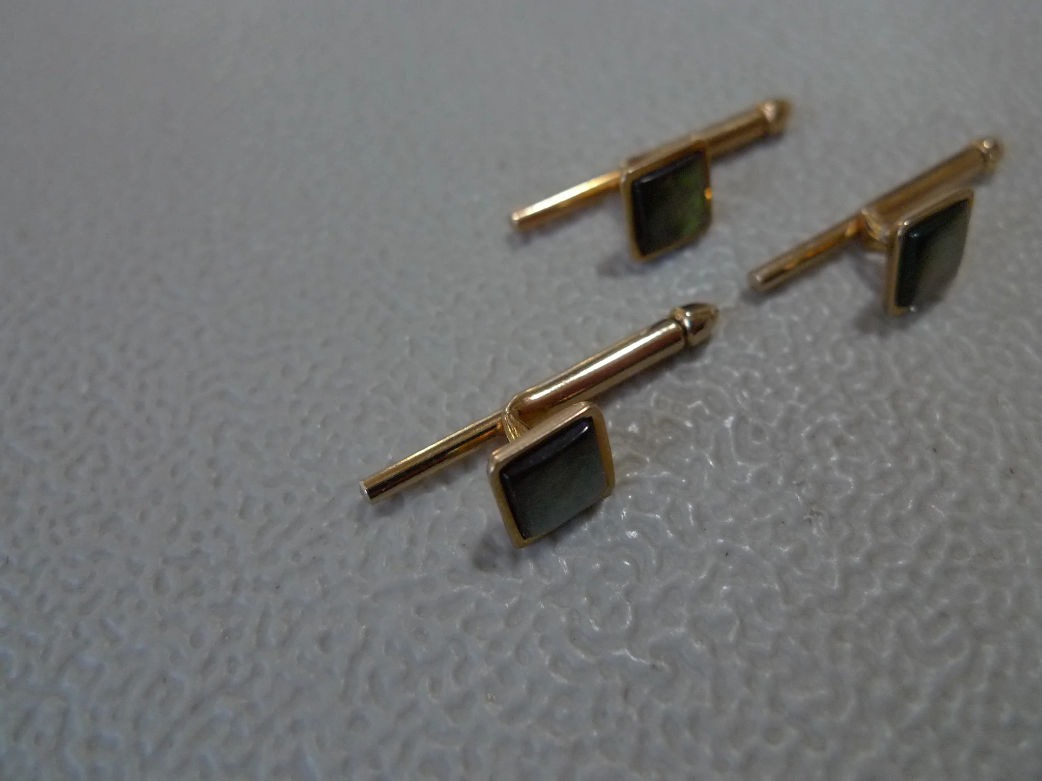 Gold And Mother Of Pearl Set Of 3 Tuxedo Studs By Swank - Image 2