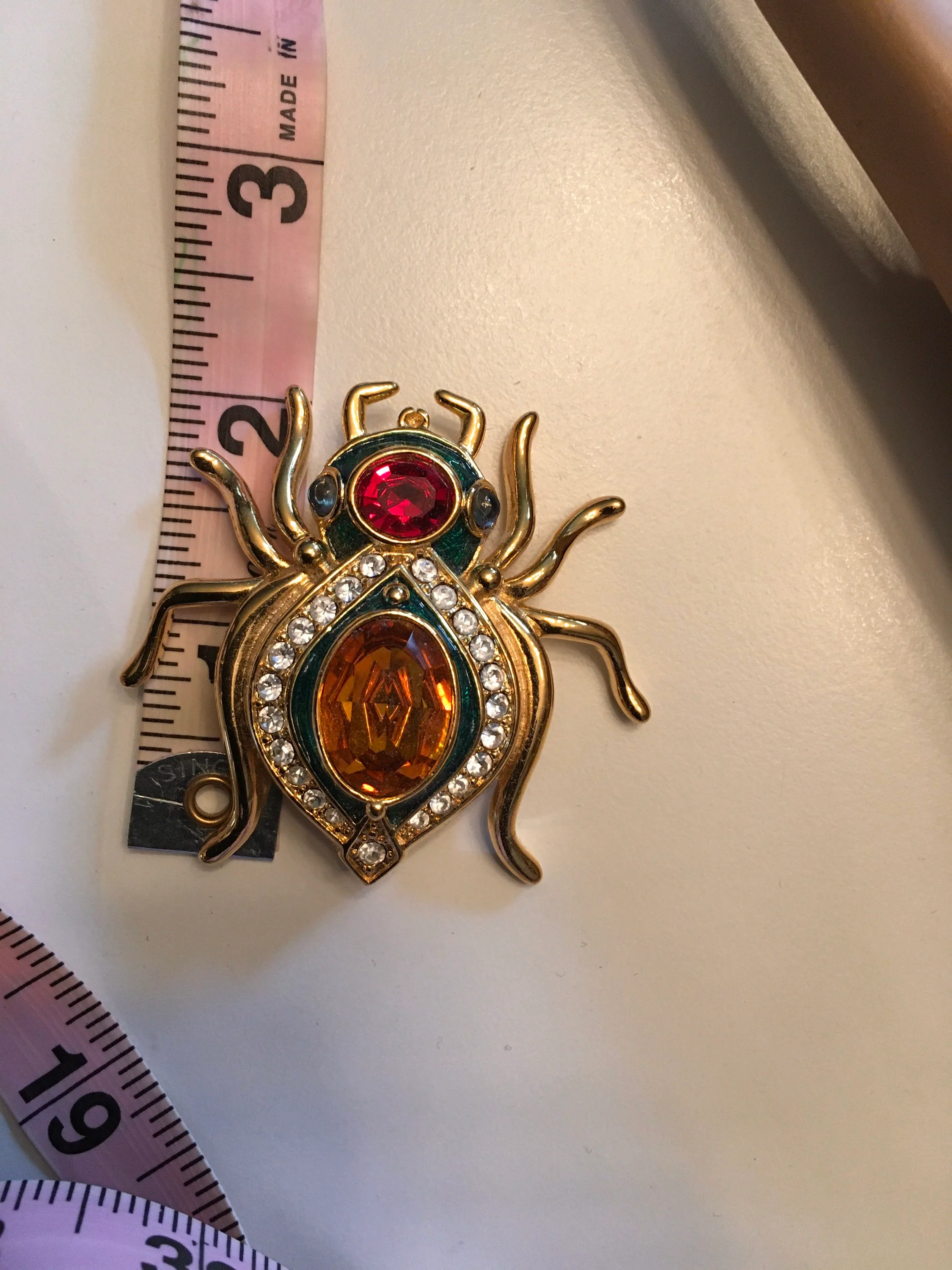 Gold Bug Beetle Brooch with Rhinestones by KJL Kenneth Jay Lane - Image 3