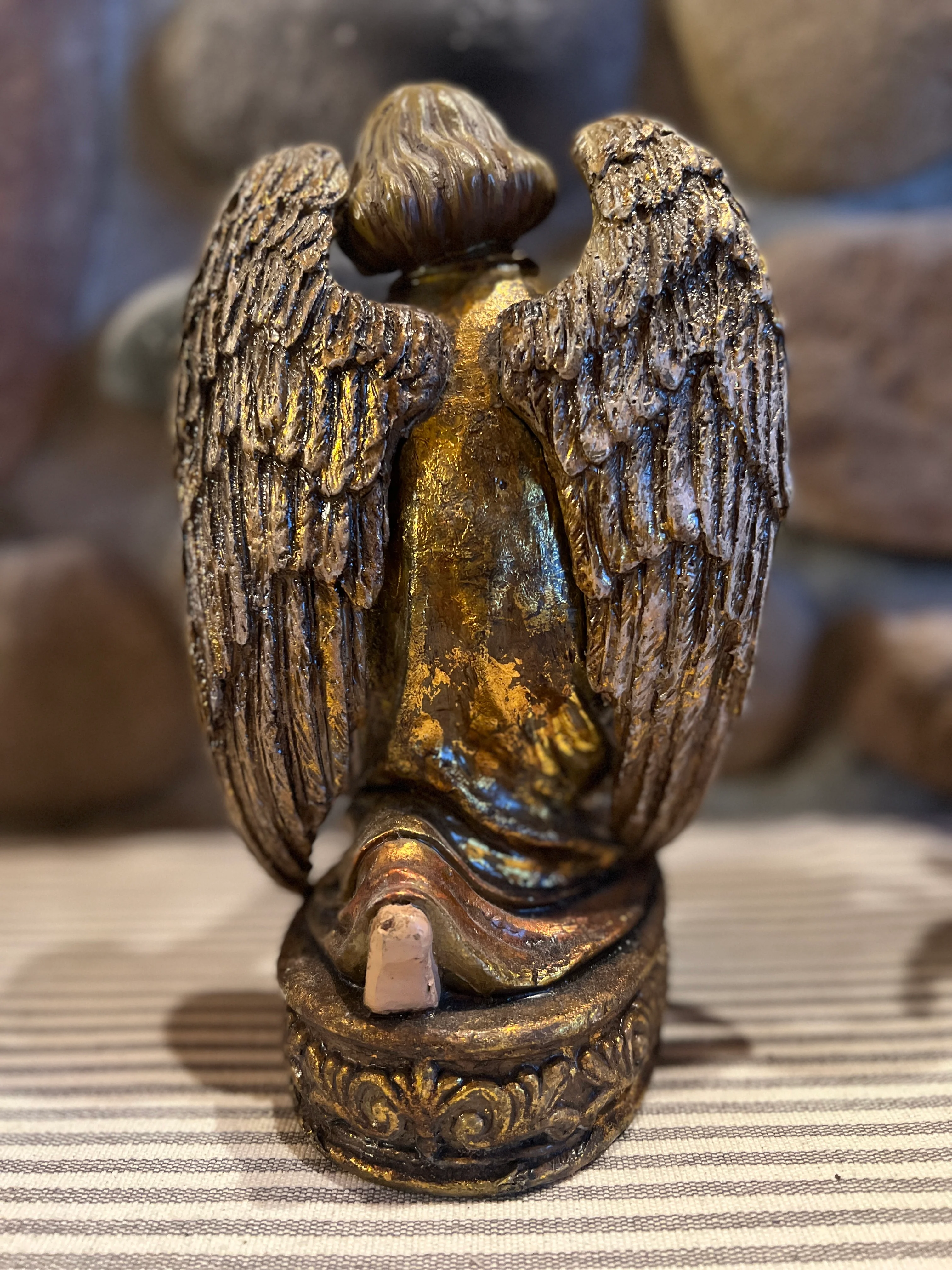 Gold Gilded Angel Set Candleholder Display Angels By Dept. 56 - Image 9