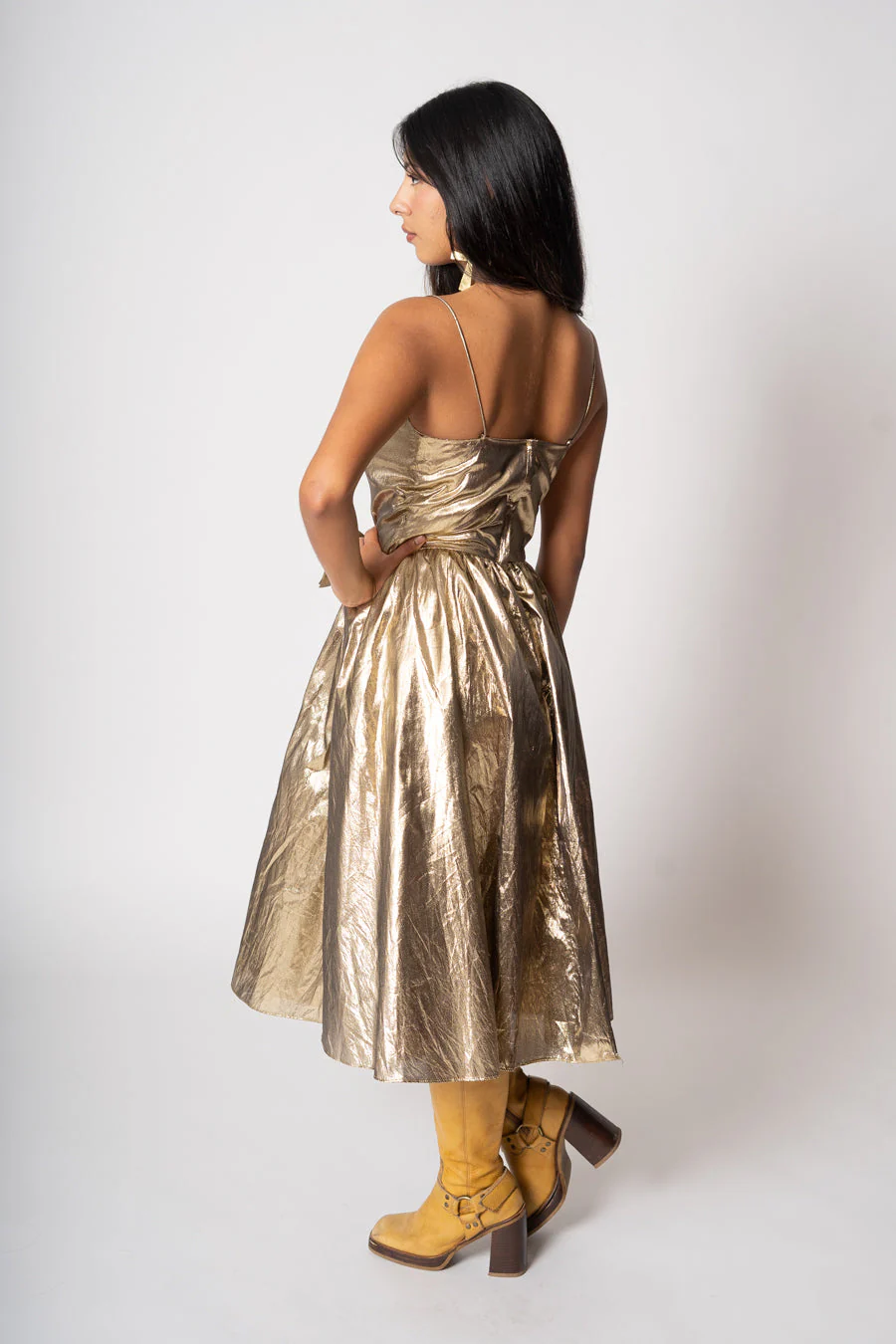 Gold Lamé Party Dress by Rob Hill - Image 2
