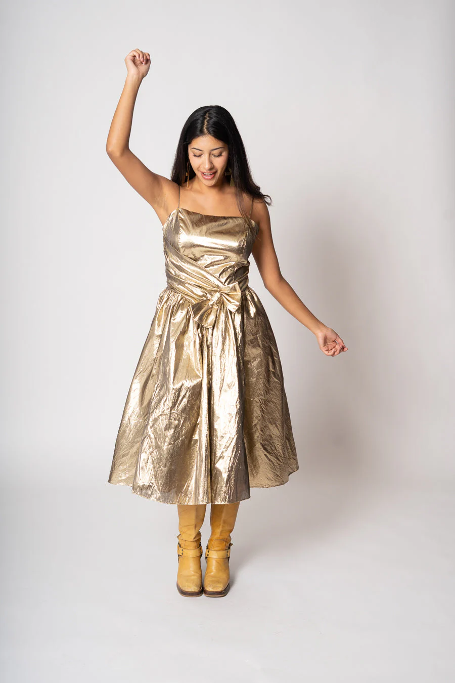 Gold Lamé Party Dress by Rob Hill - Image 7