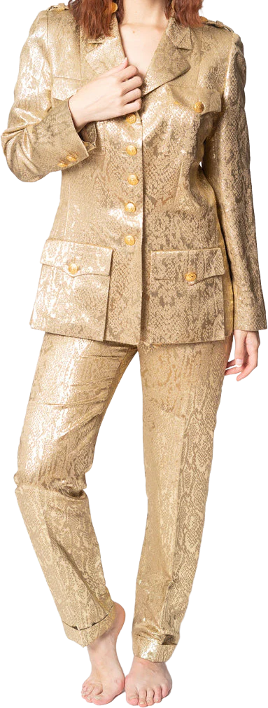 Gold Lamé Serpent Suit by Rena Lange