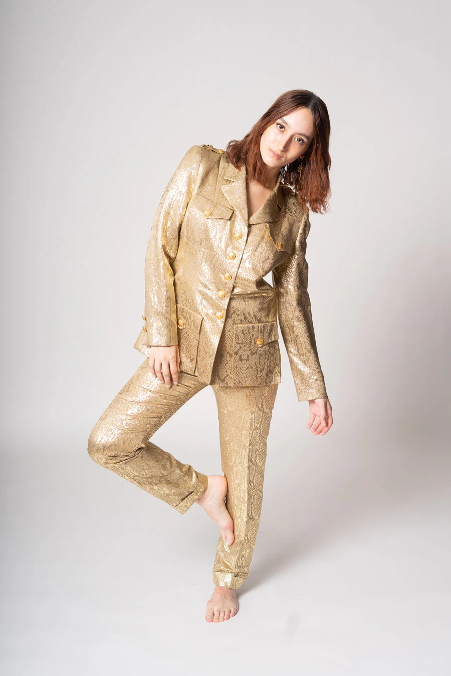 Gold Lamé Serpent Suit by Rena Lange - Image 2