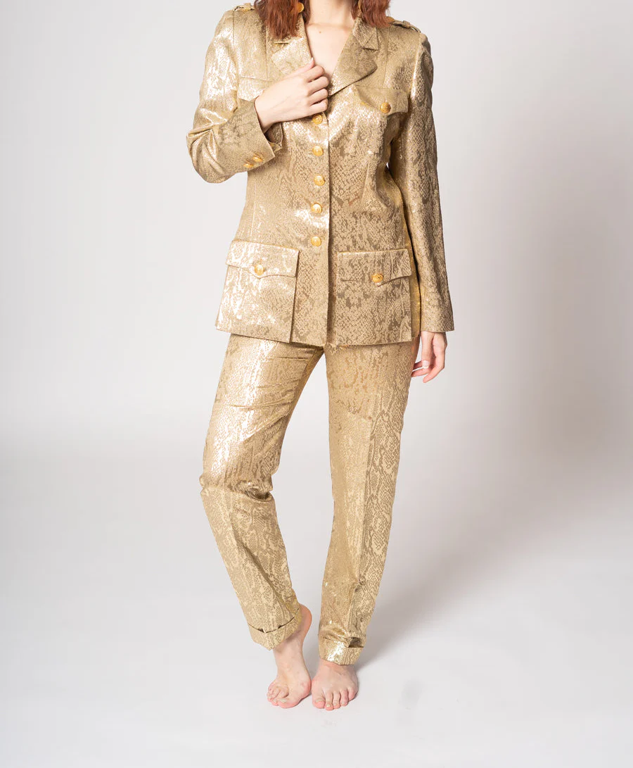 Gold Lamé Serpent Suit by Rena Lange - Image 4
